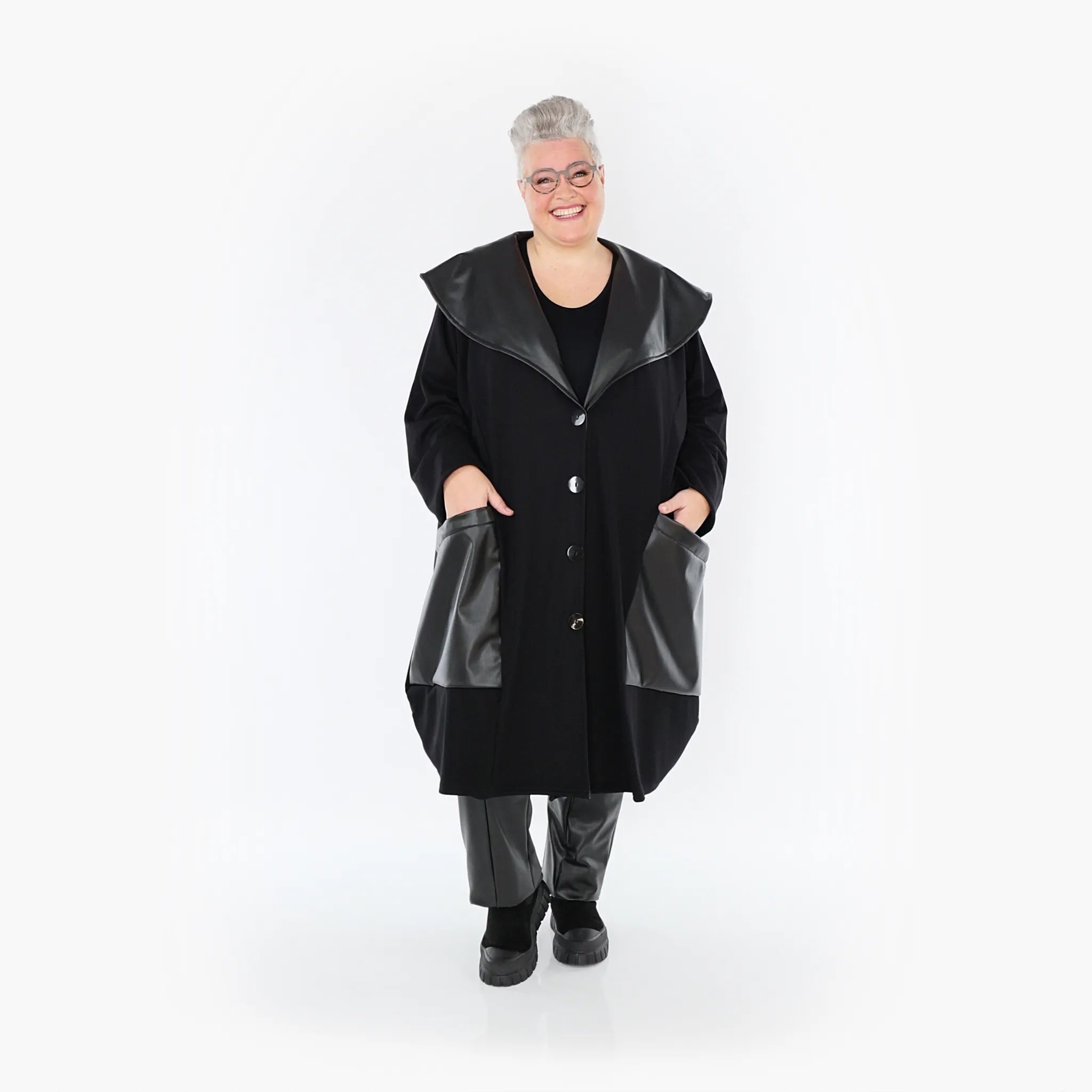  Ballonmantel von AKH Fashion aus Polyester, 1414.07002, Schwarz, Schick, Modern, Bequem