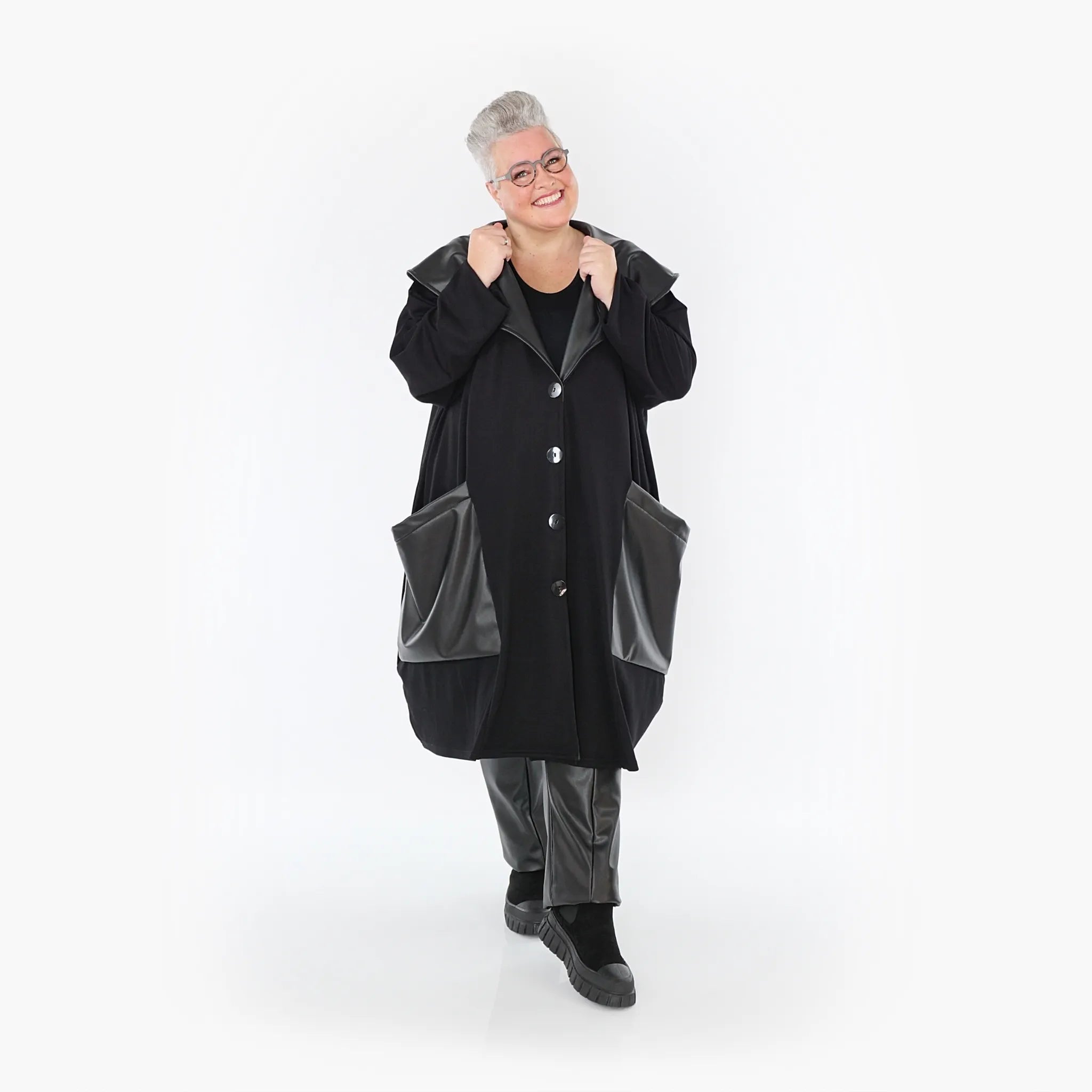  Ballonmantel von AKH Fashion aus Polyester, 1414.07002, Schwarz, Schick, Modern, Bequem