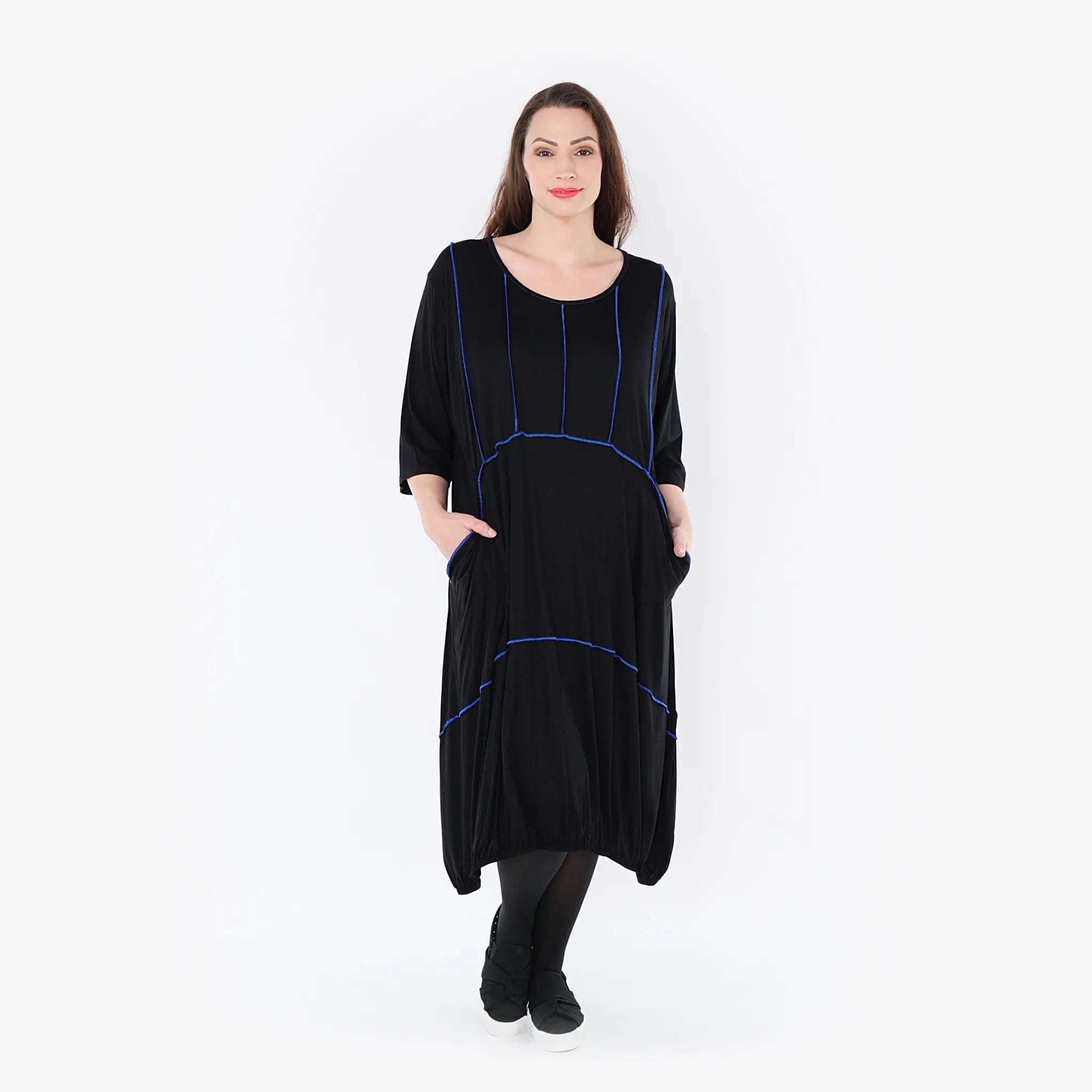  Ballonkleid von AKH Fashion aus Viskose, 1416.06564, Schwarz/Blau, Schick, Modern, Bequem