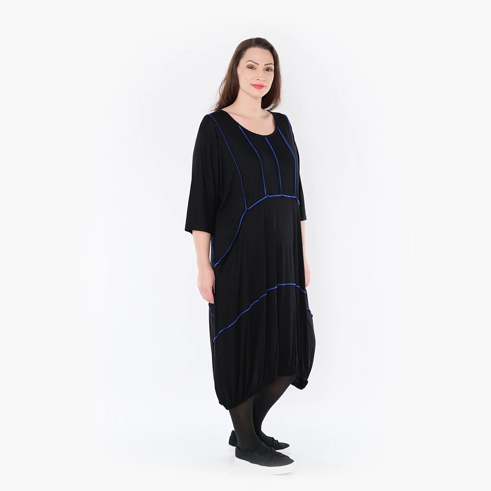  Ballonkleid von AKH Fashion aus Viskose, 1416.06564, Schwarz/Blau, Schick, Modern, Bequem