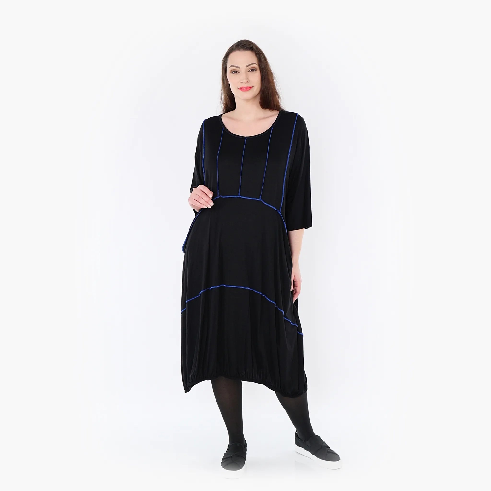  Ballonkleid von AKH Fashion aus Viskose, 1416.06564, Schwarz/Blau, Schick, Modern, Bequem