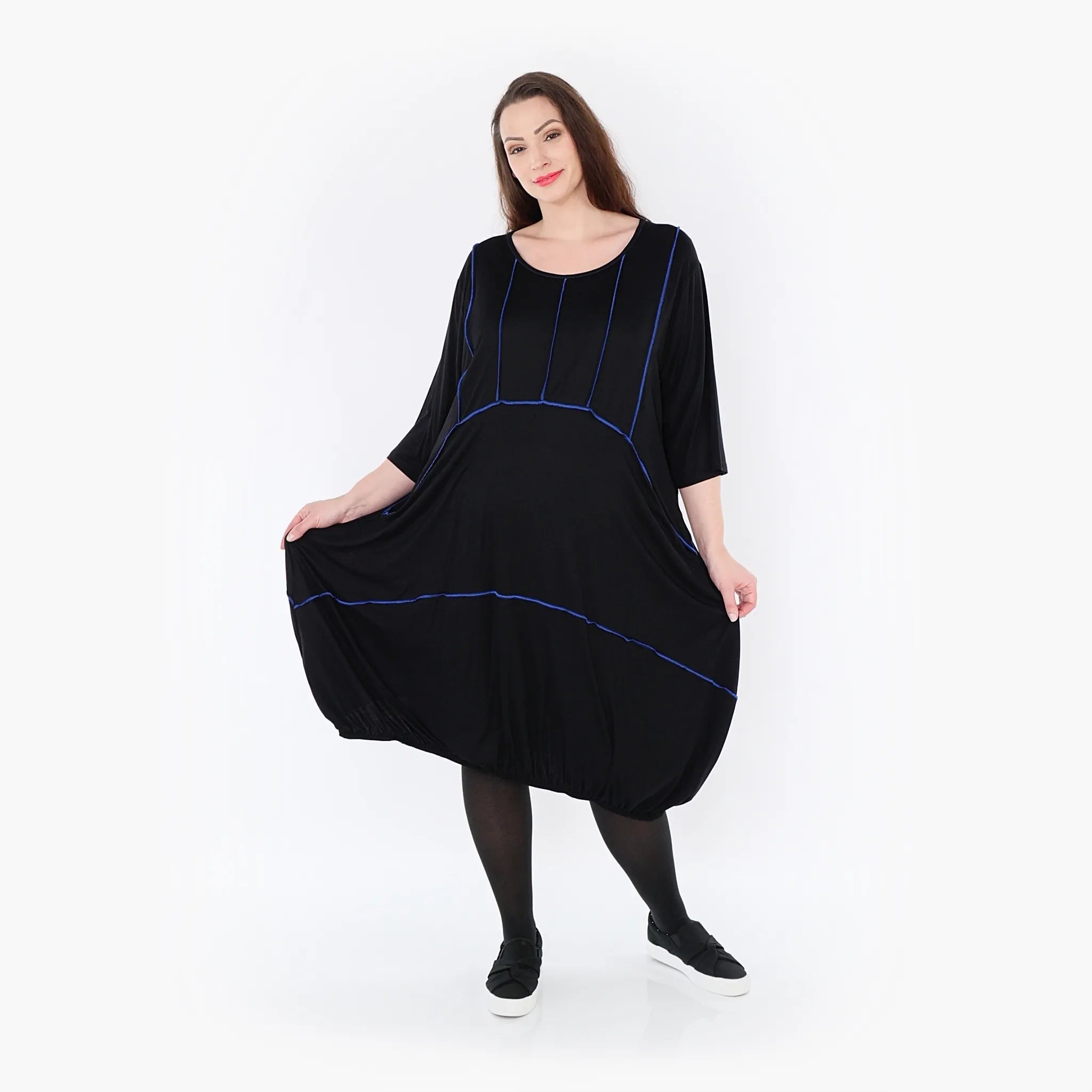  Ballonkleid von AKH Fashion aus Viskose, 1416.06564, Schwarz/Blau, Schick, Modern, Bequem