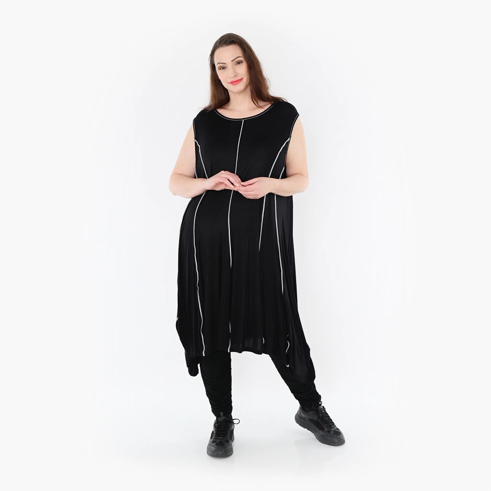  Ballon Tunika von AKH Fashion aus Viskose, 1416.06913, Schwarz/Weiß, Schick, Modern