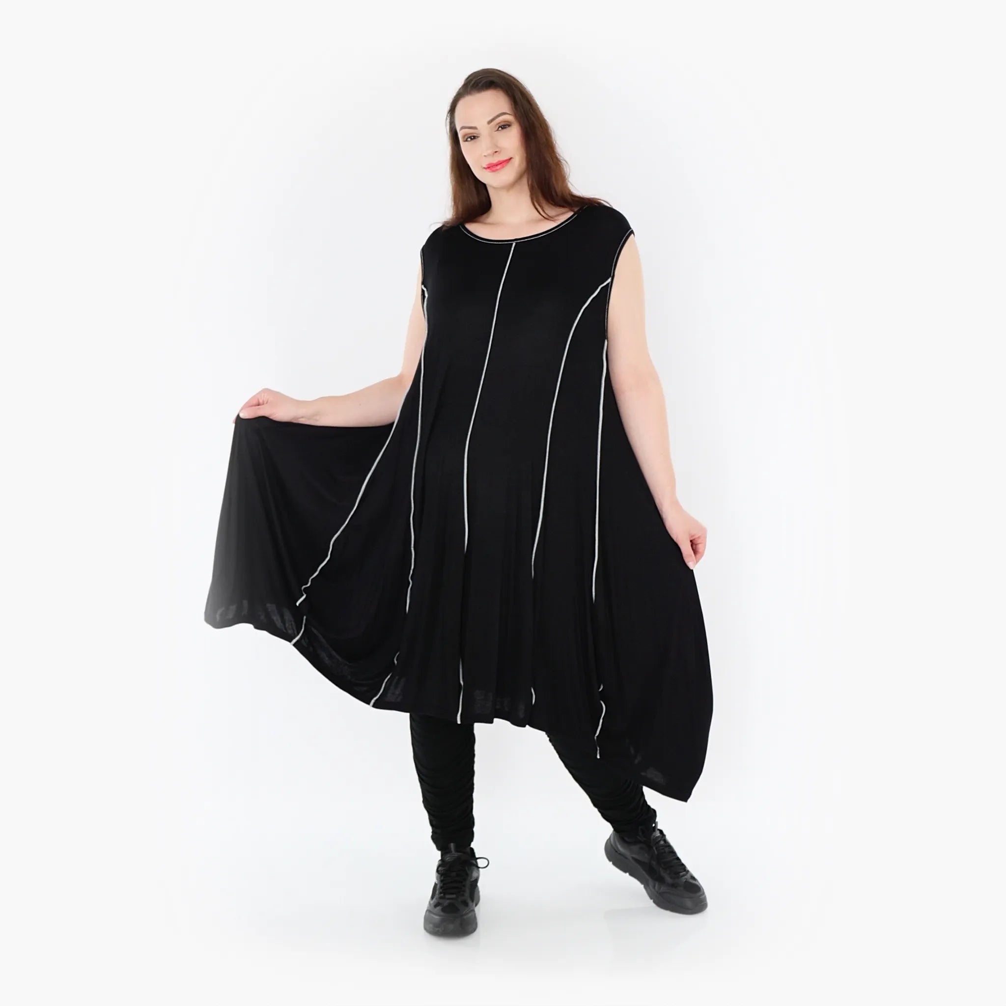  Ballon Tunika von AKH Fashion aus Viskose, 1416.06913, Schwarz/Weiß, Schick, Modern