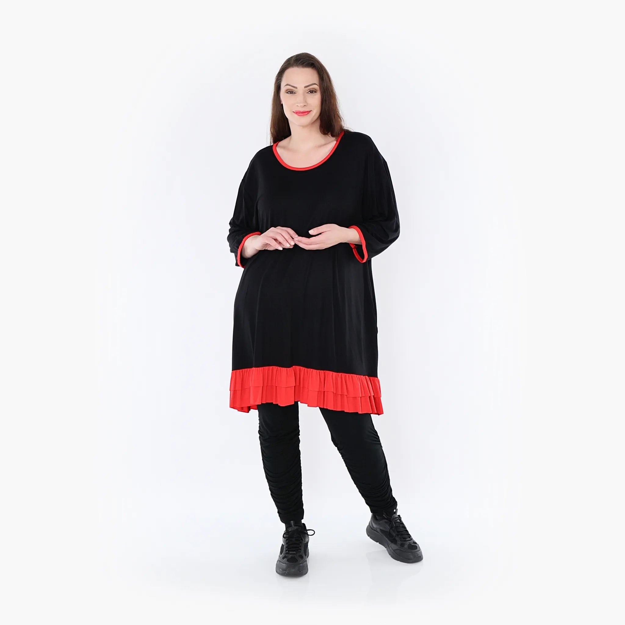  A-Form Shirt von AKH Fashion aus Viskose, 1416.06916, Schwarz/Rot, Schick, Modern, Bequem