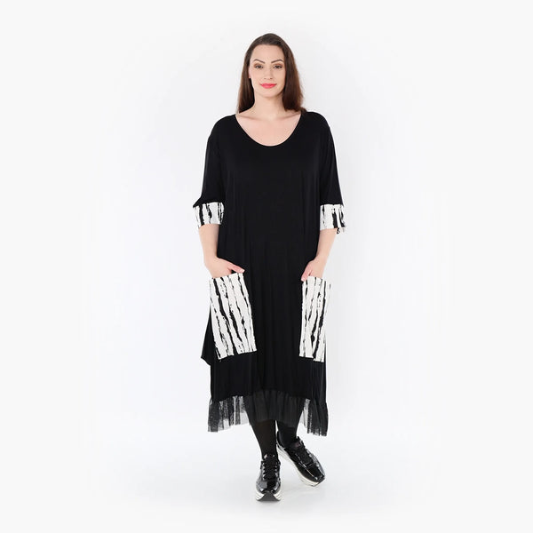  Ballonkleid von AKH Fashion aus Viskose, 1418.05909, Weiß/Schwarz, Schick, Modern, Bequem