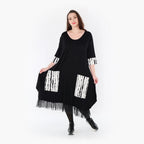  Ballonkleid von AKH Fashion aus Viskose, 1418.05909, Weiß/Schwarz, Schick, Modern, Bequem
