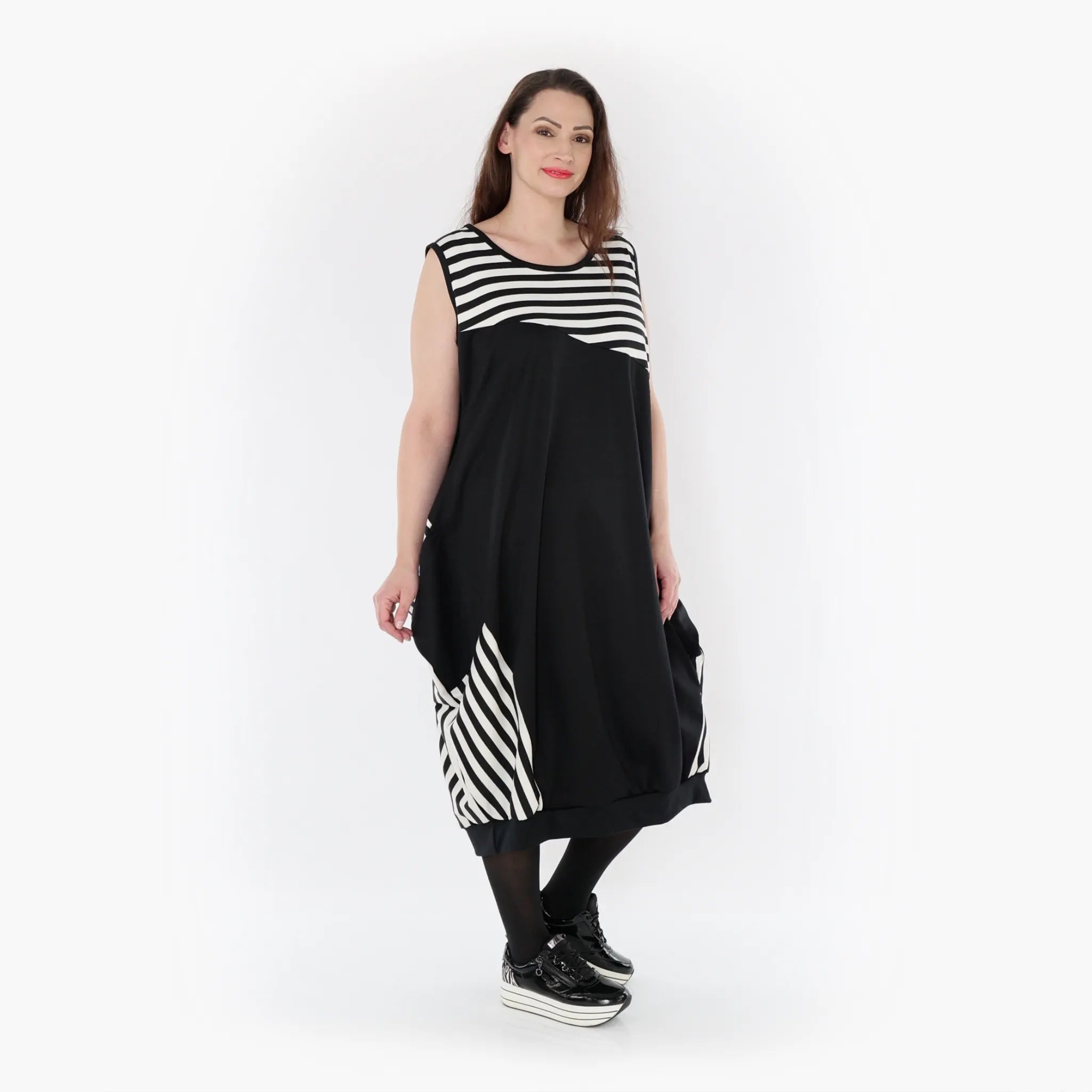  Ballon Tunika von AKH Fashion aus Viskose, 1419.06902, Ecru/Schwarz, Schick, Modern