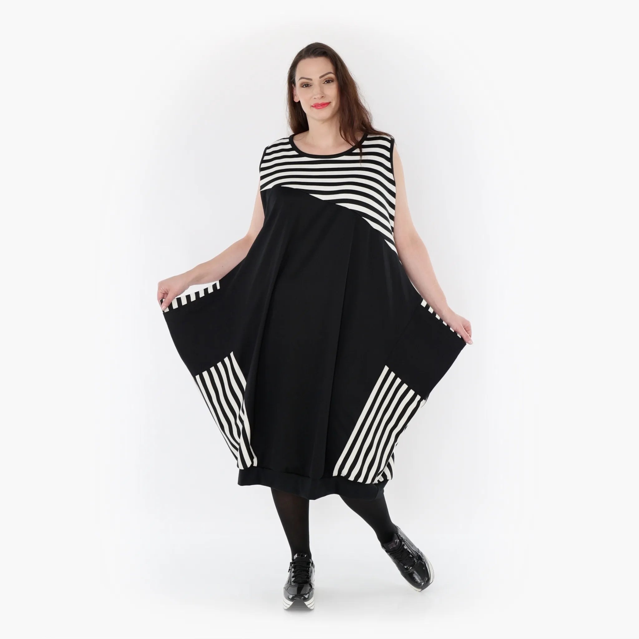  Ballon Tunika von AKH Fashion aus Viskose, 1419.06902, Ecru/Schwarz, Schick, Modern