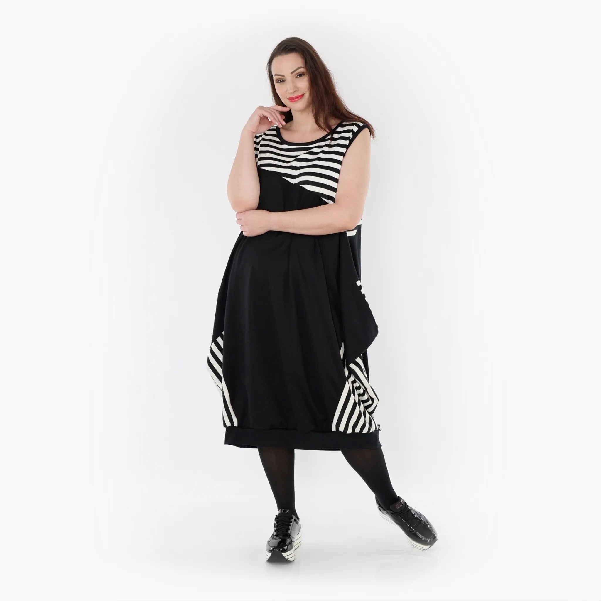  Ballon Tunika von AKH Fashion aus Viskose, 1419.06902, Ecru/Schwarz, Schick, Modern