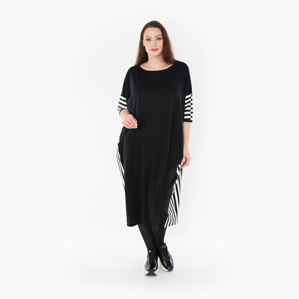  AKH Fashion Kleid in gerader Form, aus Viskose, 1419.06905, Ecru/Schwarz, Schick, Modern