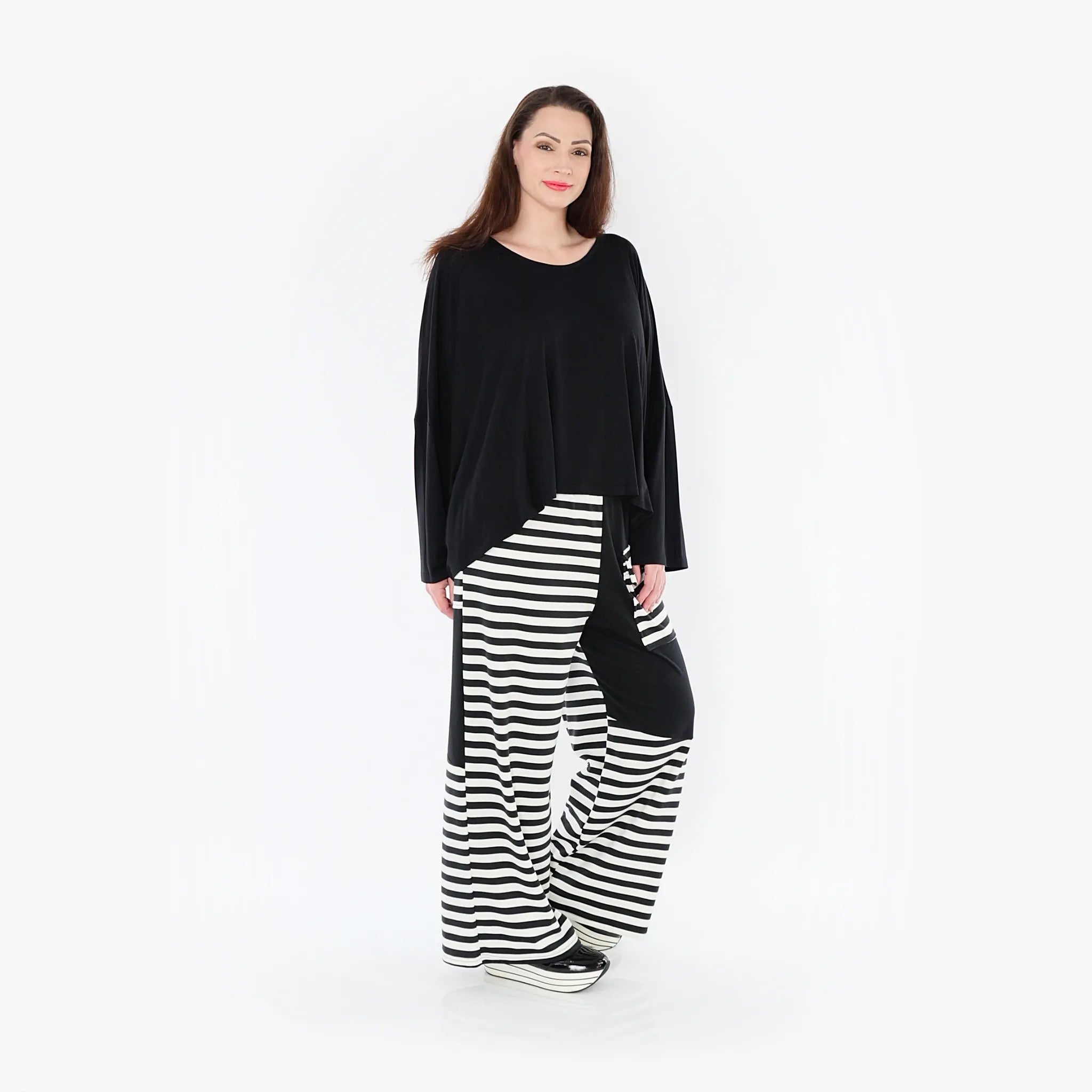  AKH Fashion Hose in gerader Form, aus Viskose, 1419.06907, Ecru/Schwarz, Schick, Modern
