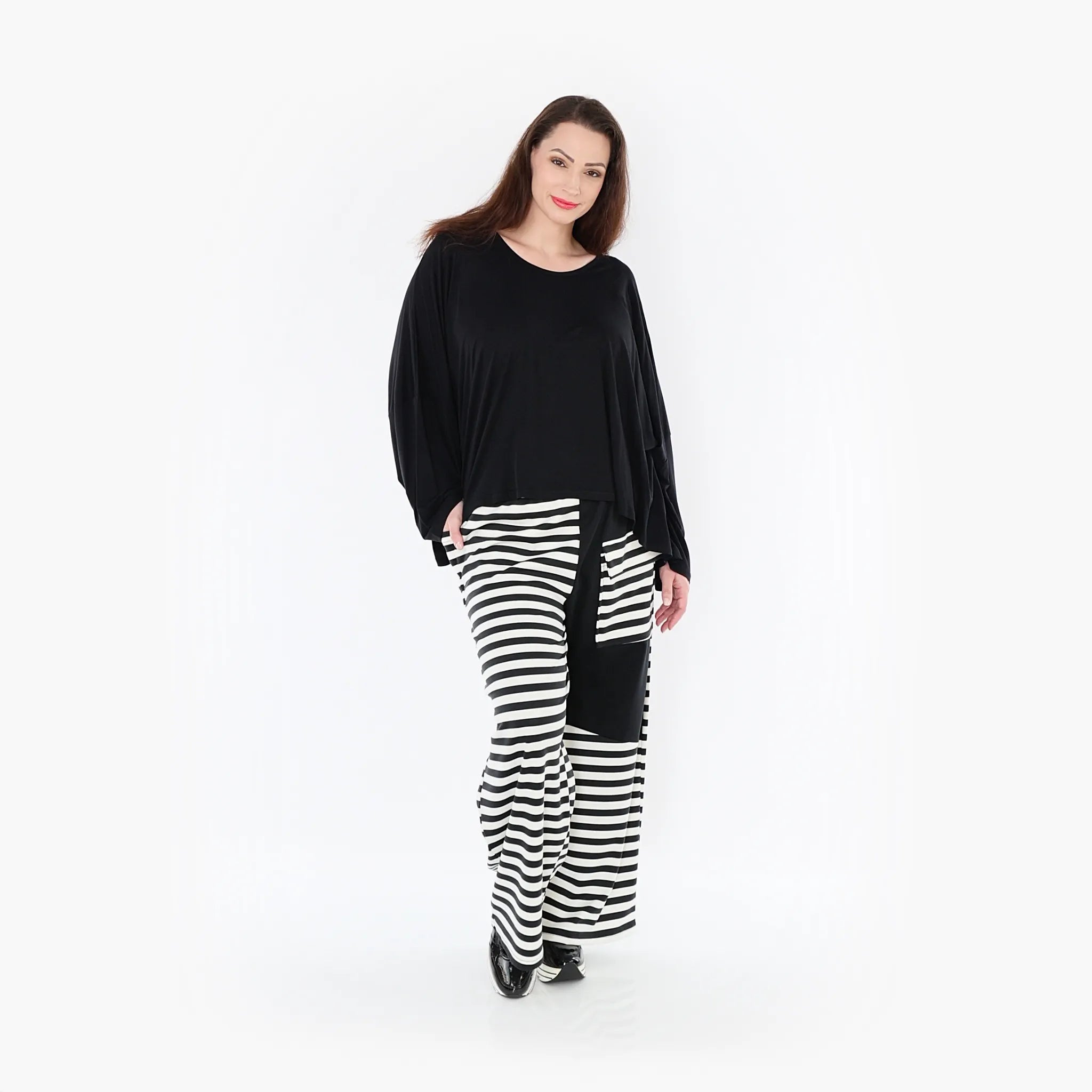  AKH Fashion Hose in gerader Form, aus Viskose, 1419.06907, Ecru/Schwarz, Schick, Modern