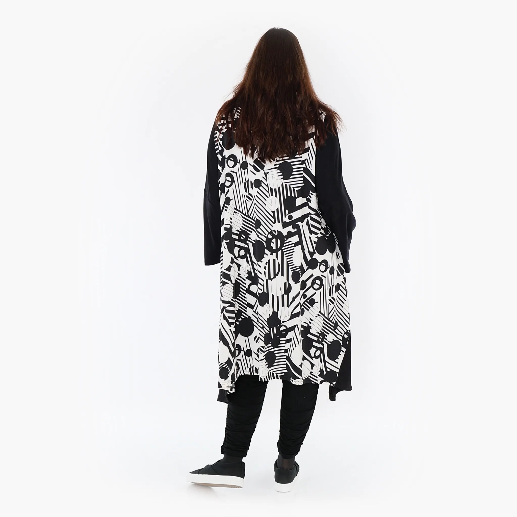  A-Form Weste von AKH Fashion aus Viskose, 1406844, Schwarz/Weiß, Punkte, Schick, Modern