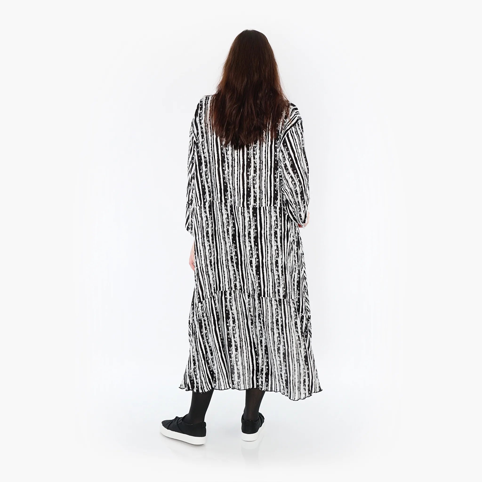  Ballonkleid von AKH Fashion aus Viskose, 1406712, Schwarz/Weiß, Pinselstrich, Schick