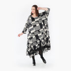  A-Form Kleid von AKH Fashion aus Viskose, 1426.06959, Schwarz/Ecru, Grafik, Schick, Schick