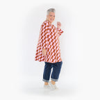  AKH Fashion Jacke in Glocken-Form, aus Baumwolle, 1427.1892J, Pink/Cognac, Kariert, Schick