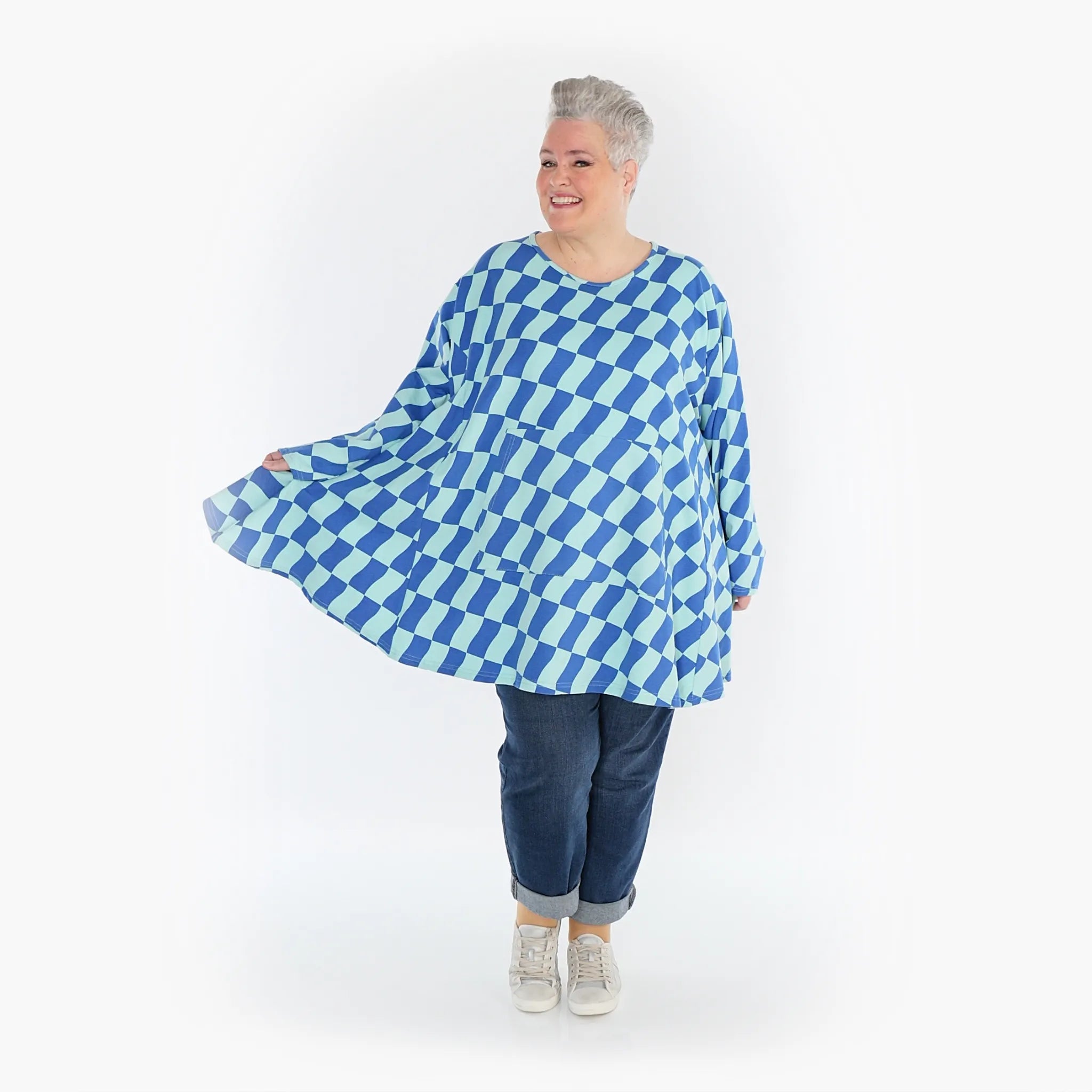 A-Form Shirt von AKH Fashion aus Baumwolle, ausgefallene, zeitlose Lagenlook Mode