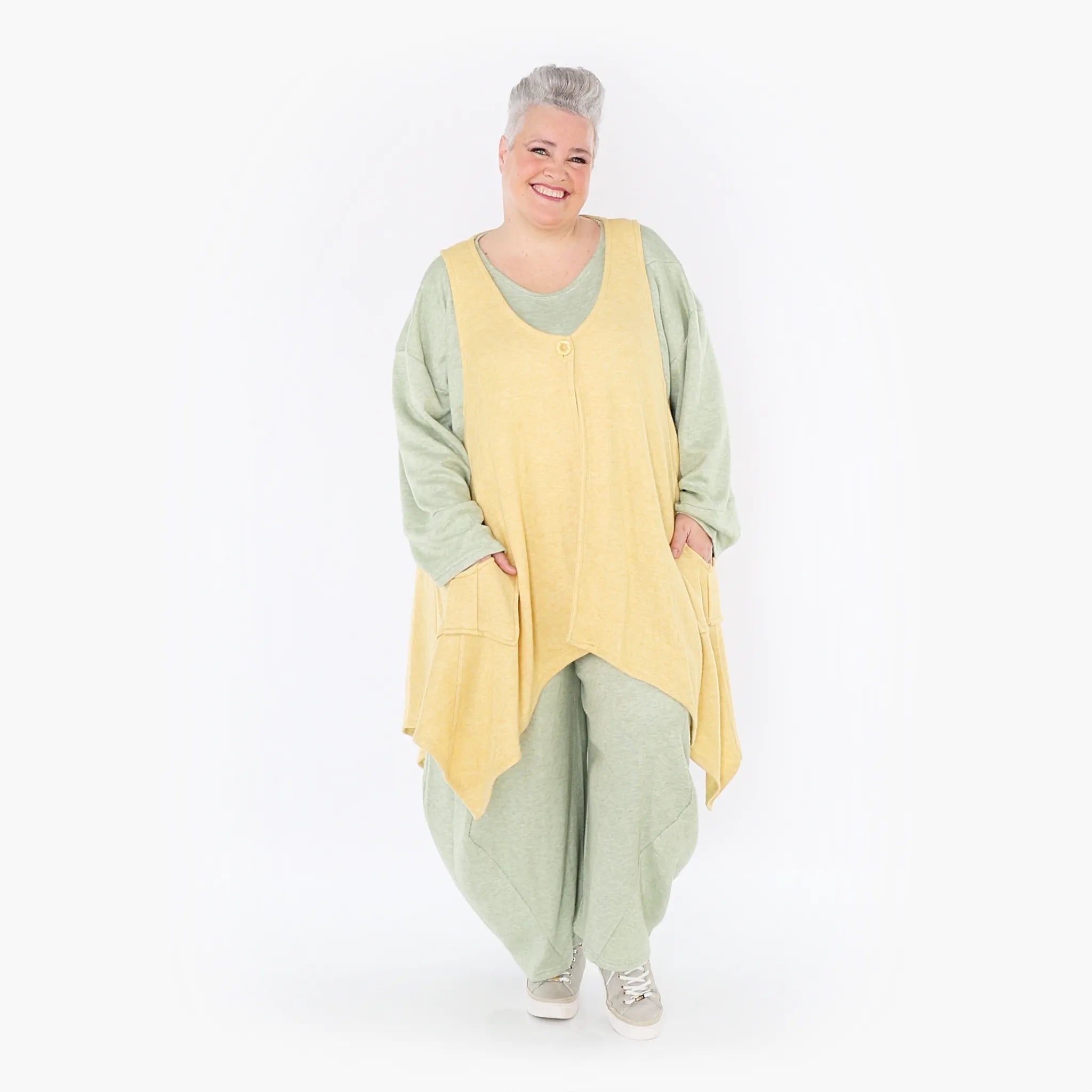  A-Form Weste von AKH Fashion aus Viskose, 1429.00110, LimeGelb, Schick, Modern, Bequem