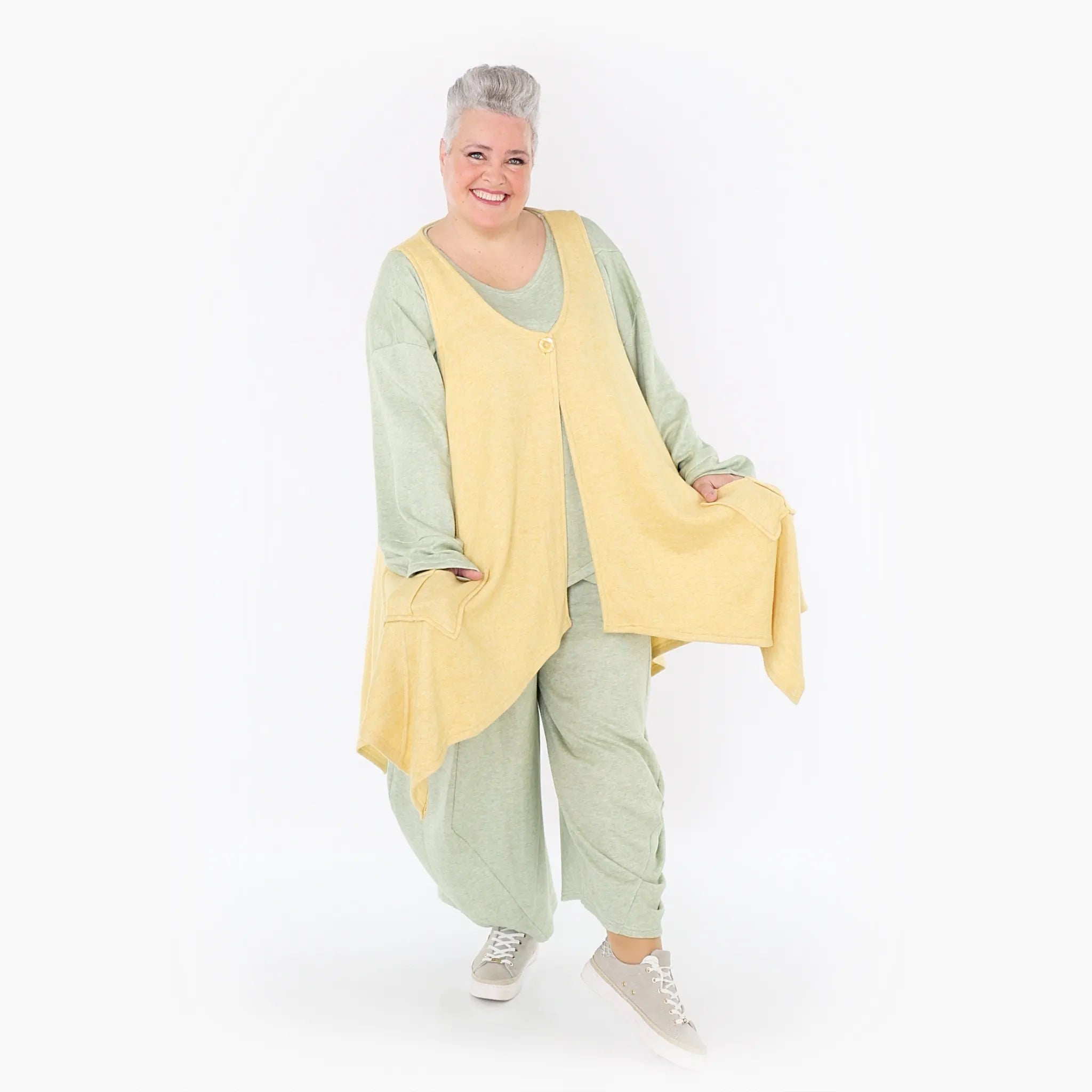  A-Form Weste von AKH Fashion aus Viskose, 1429.00110, LimeGelb, Schick, Modern, Bequem