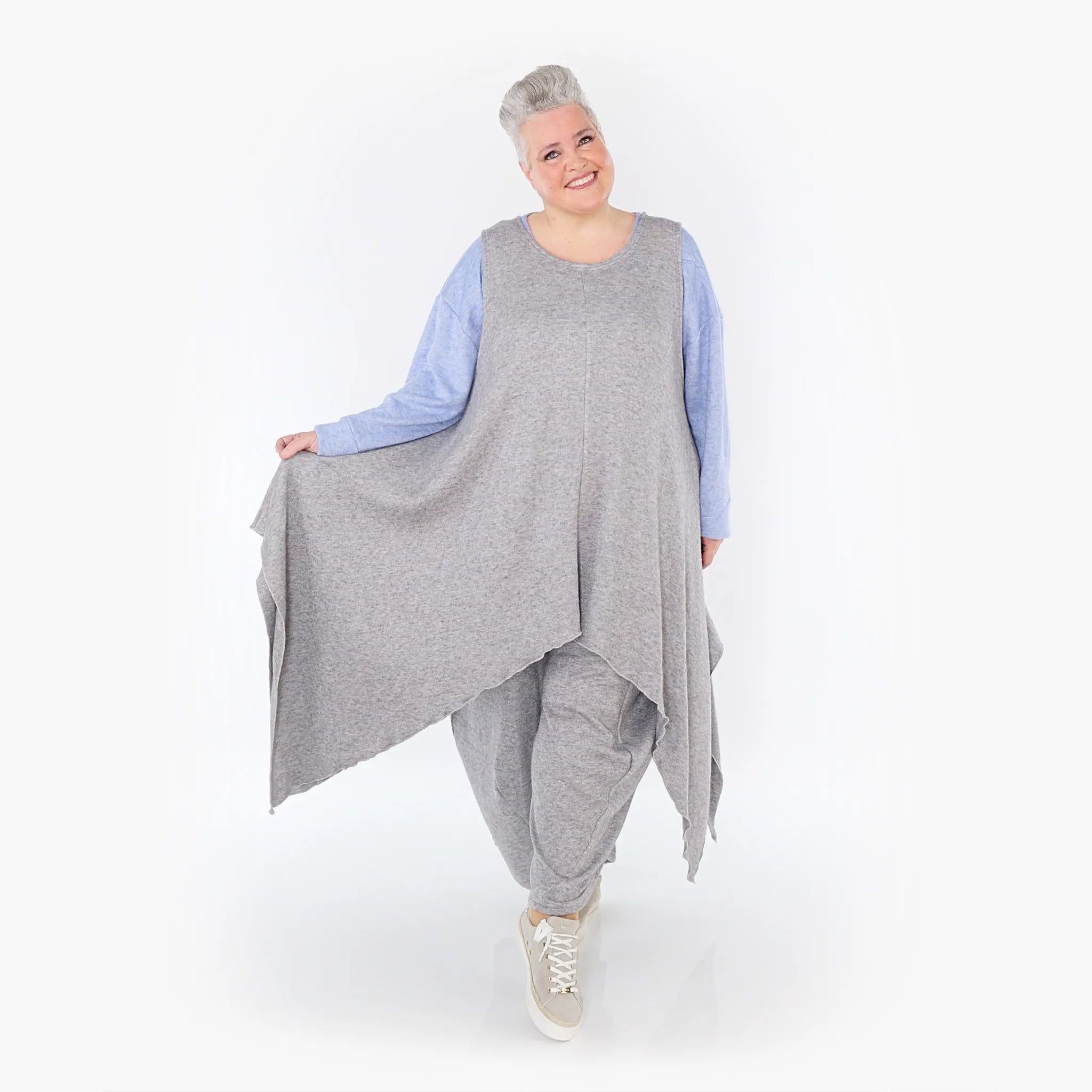  A-Form Tunika von AKH Fashion aus Viskose, 1429.03067, Hellgrau, Schick, Modern, Bequem