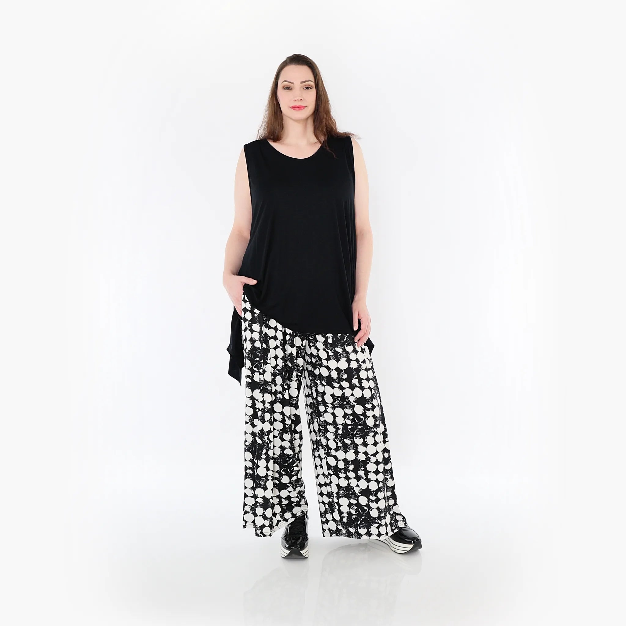  Marlene Hose von AKH Fashion aus Materialmix, 1433.06720, Schwarz/Weiß, Schick, Modern