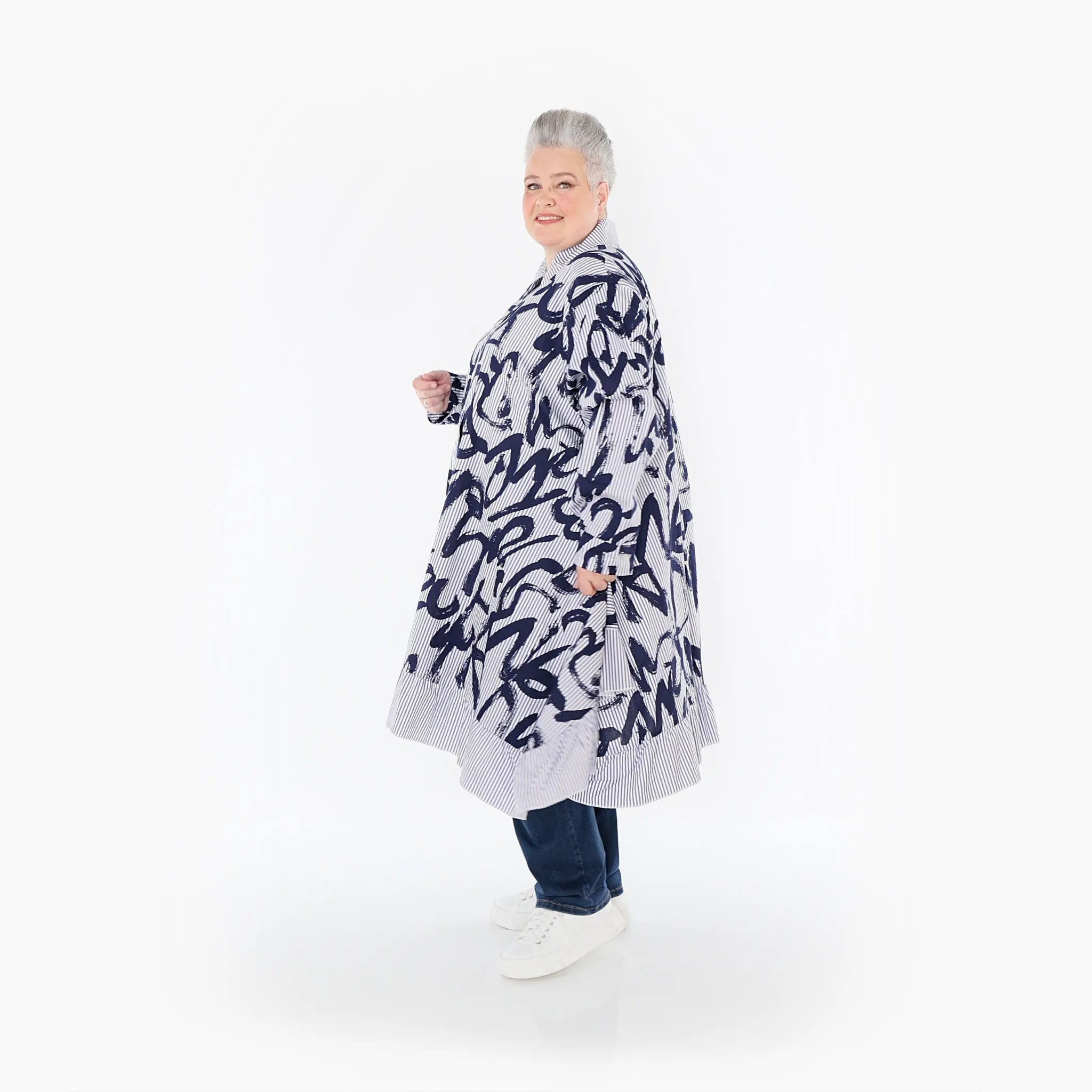  A-Form Bluse von AKH Fashion aus Baumwolle, 1435.06917, Blau/Weiß, Vichy-Streifen, Schick