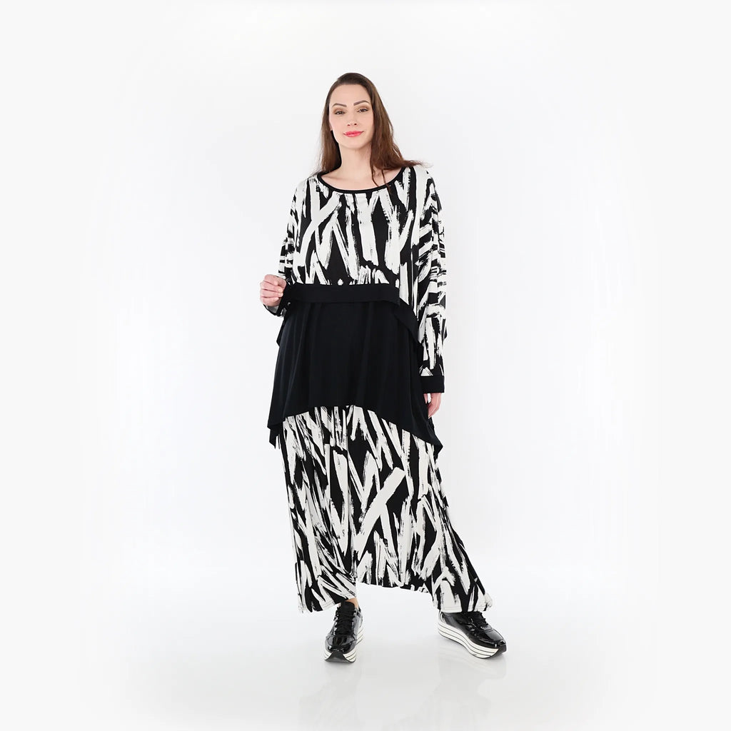  AKH Fashion Überwurf in kastiger Form, aus Viskose, 1439.07011, Weiß/Schwarz, Schick