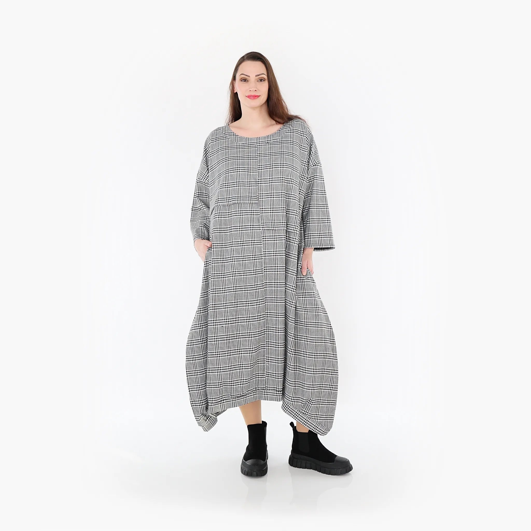  Ballonkleid von AKH Fashion aus Baumwolle, 1444.07033, Schwarz/Weiß, Schick, Modern