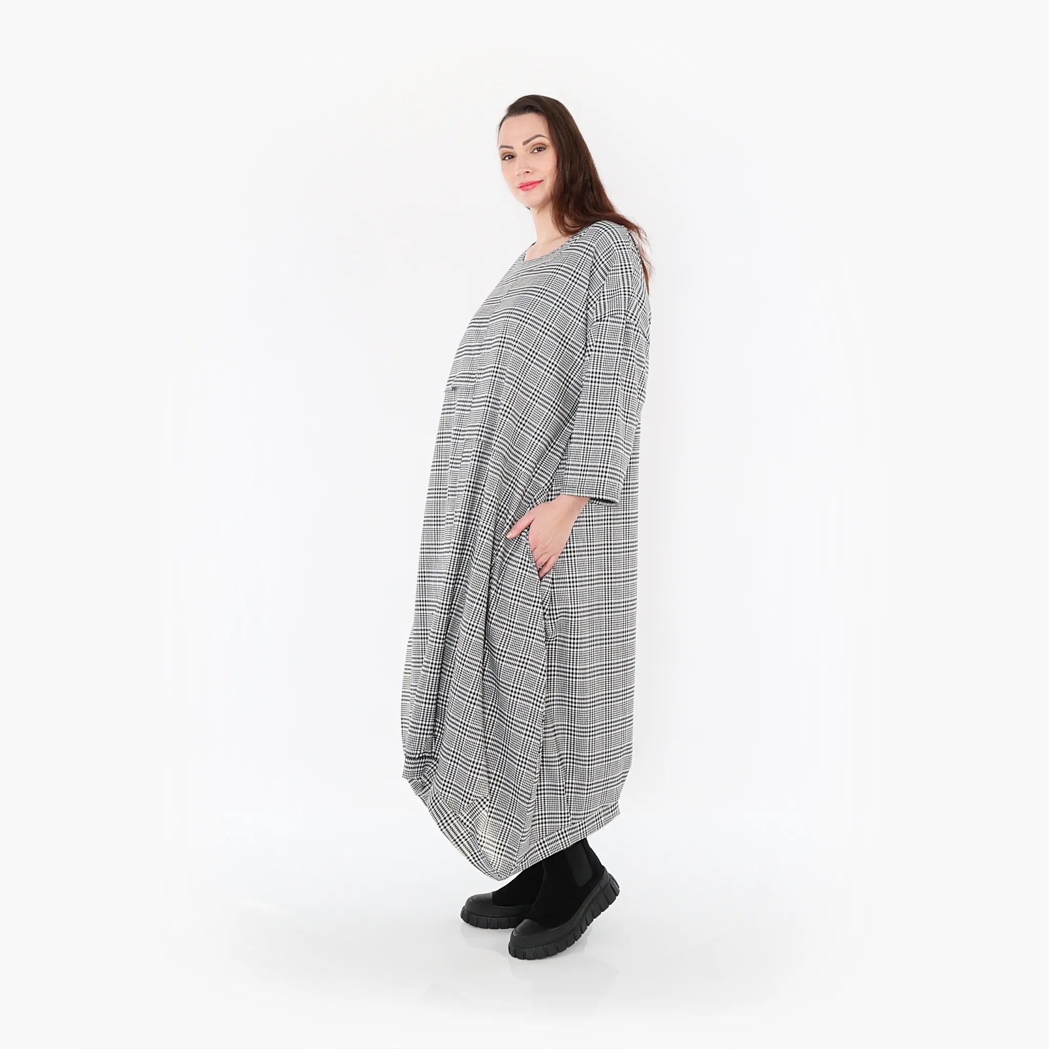 Ballonkleid von AKH Fashion aus Baumwolle, 1444.07033, Schwarz/Weiß, Schick, Modern