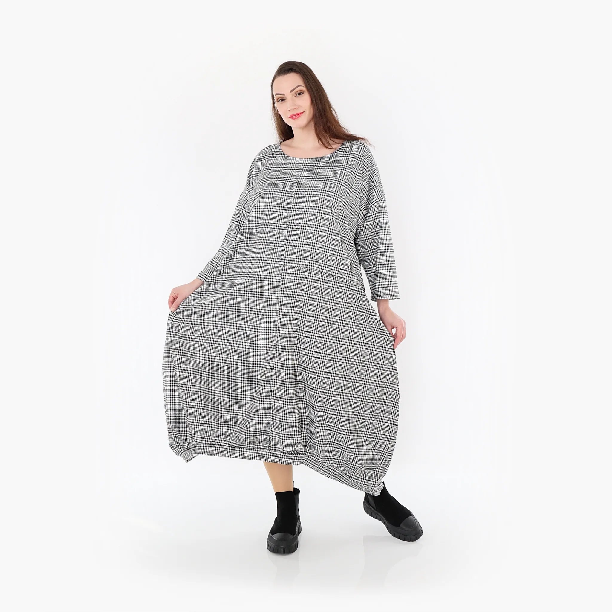 Ballonkleid von AKH Fashion aus Baumwolle, 1444.07033, Schwarz/Weiß, Schick, Modern