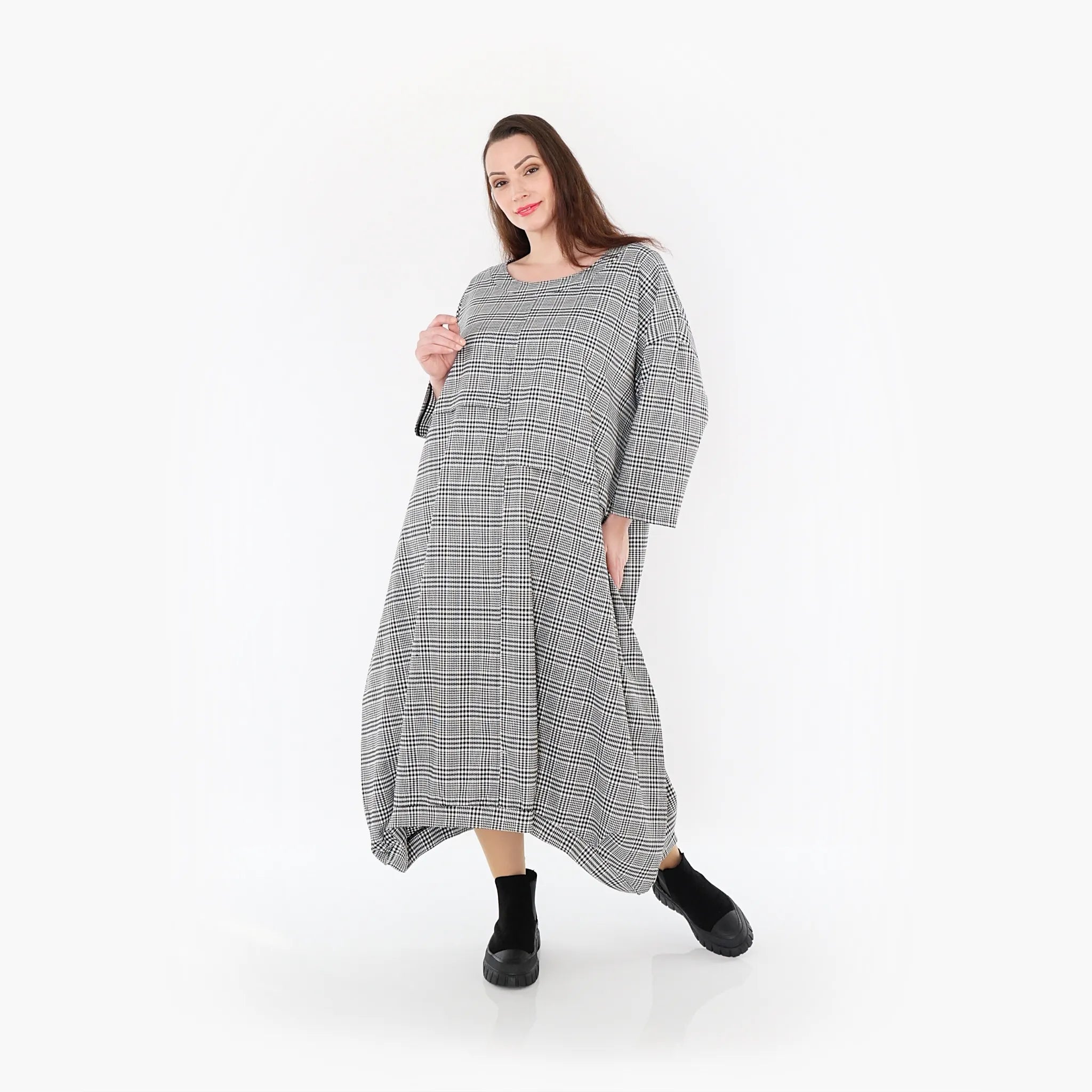  Ballonkleid von AKH Fashion aus Baumwolle, 1444.07033, Schwarz/Weiß, Schick, Modern