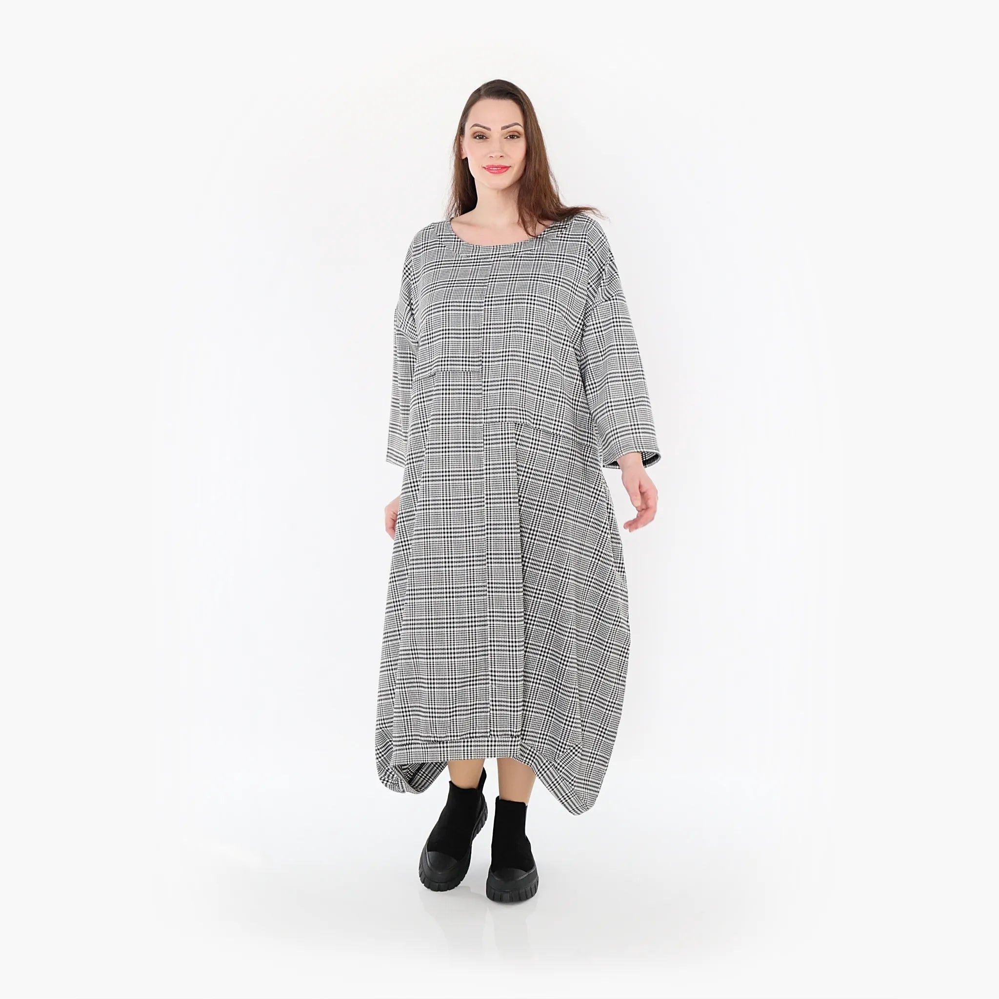  Ballonkleid von AKH Fashion aus Baumwolle, 1444.07033, Schwarz/Weiß, Schick, Modern