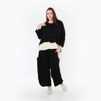  AKH Fashion Jacke in gerundeter Form, aus Baumwolle, 1447.00130, Schwarz, Streifen, Schick