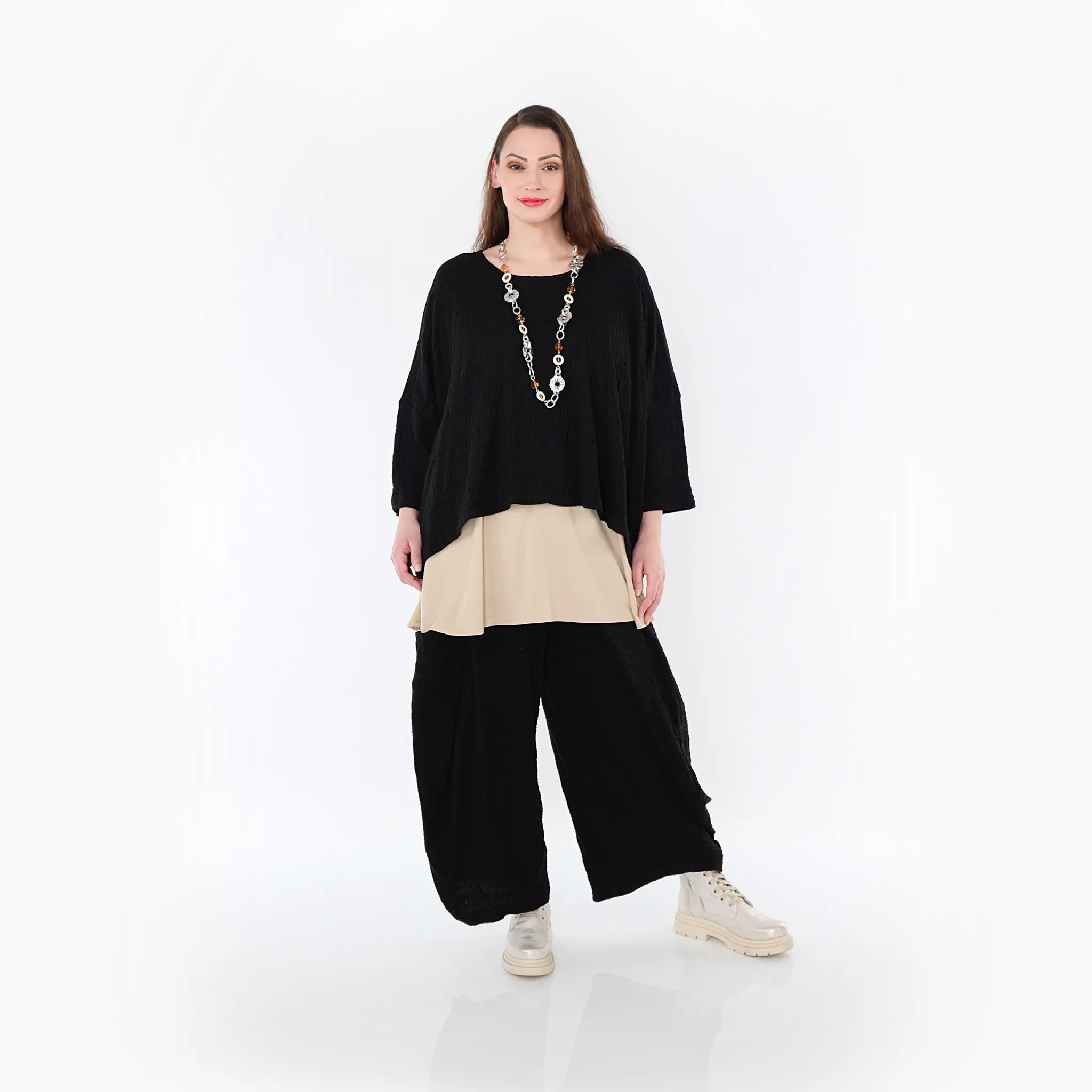  AKH Fashion Bigshirt in kastiger Form, aus Baumwolle, 1447.03018, Schwarz, Streifen, Schick