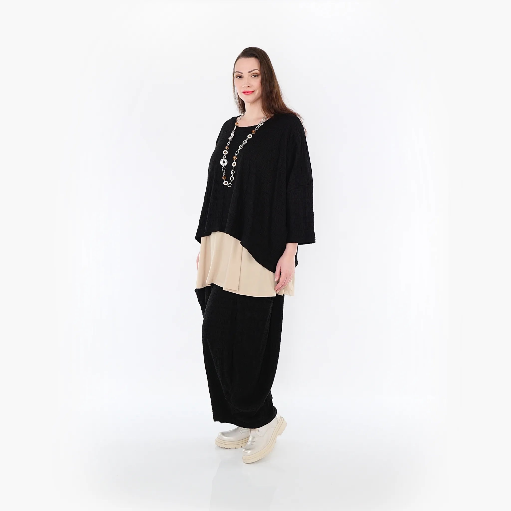  AKH Fashion Bigshirt in kastiger Form, aus Baumwolle, 1447.03018, Schwarz, Streifen, Schick