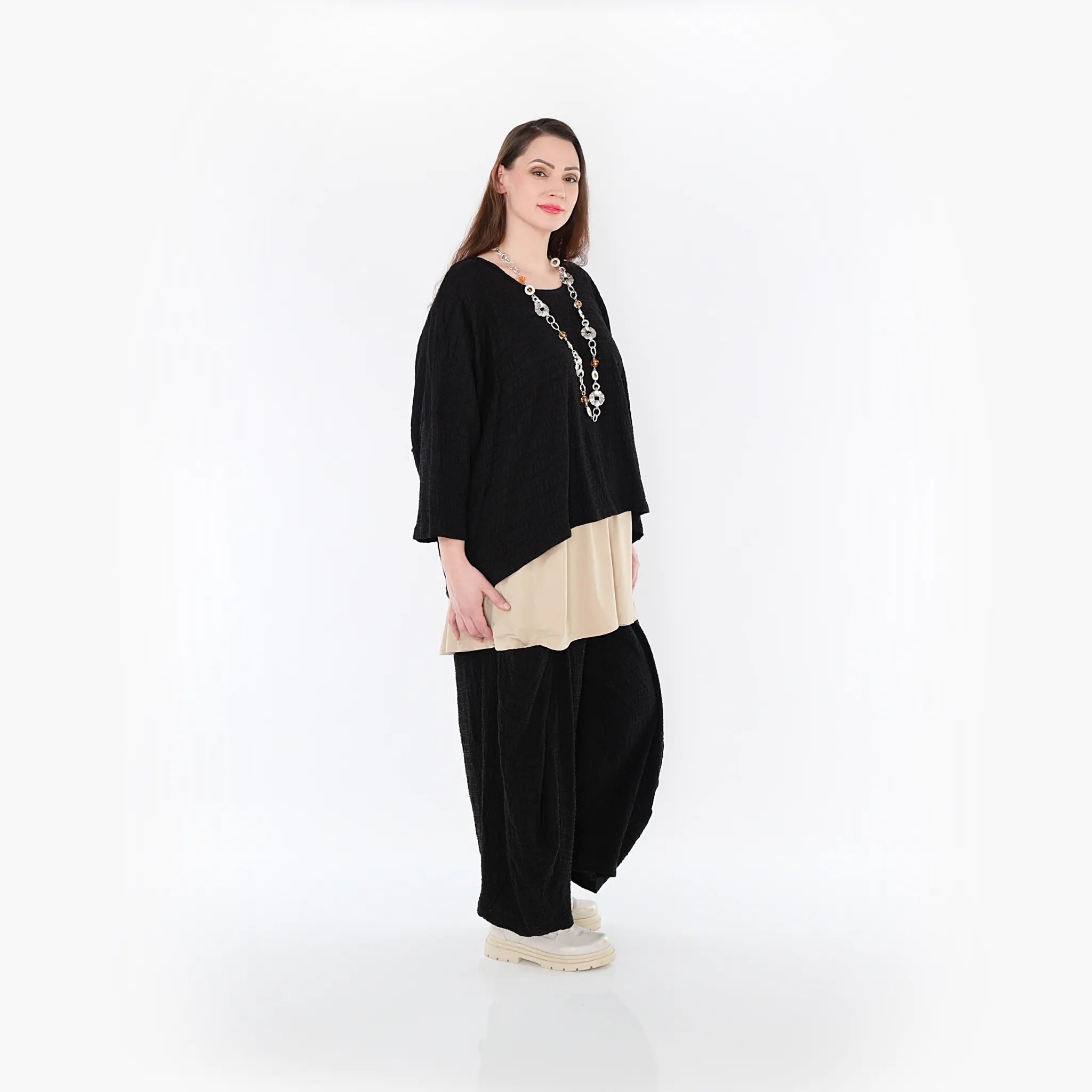  AKH Fashion Bigshirt in kastiger Form, aus Baumwolle, 1447.03018, Schwarz, Streifen, Schick