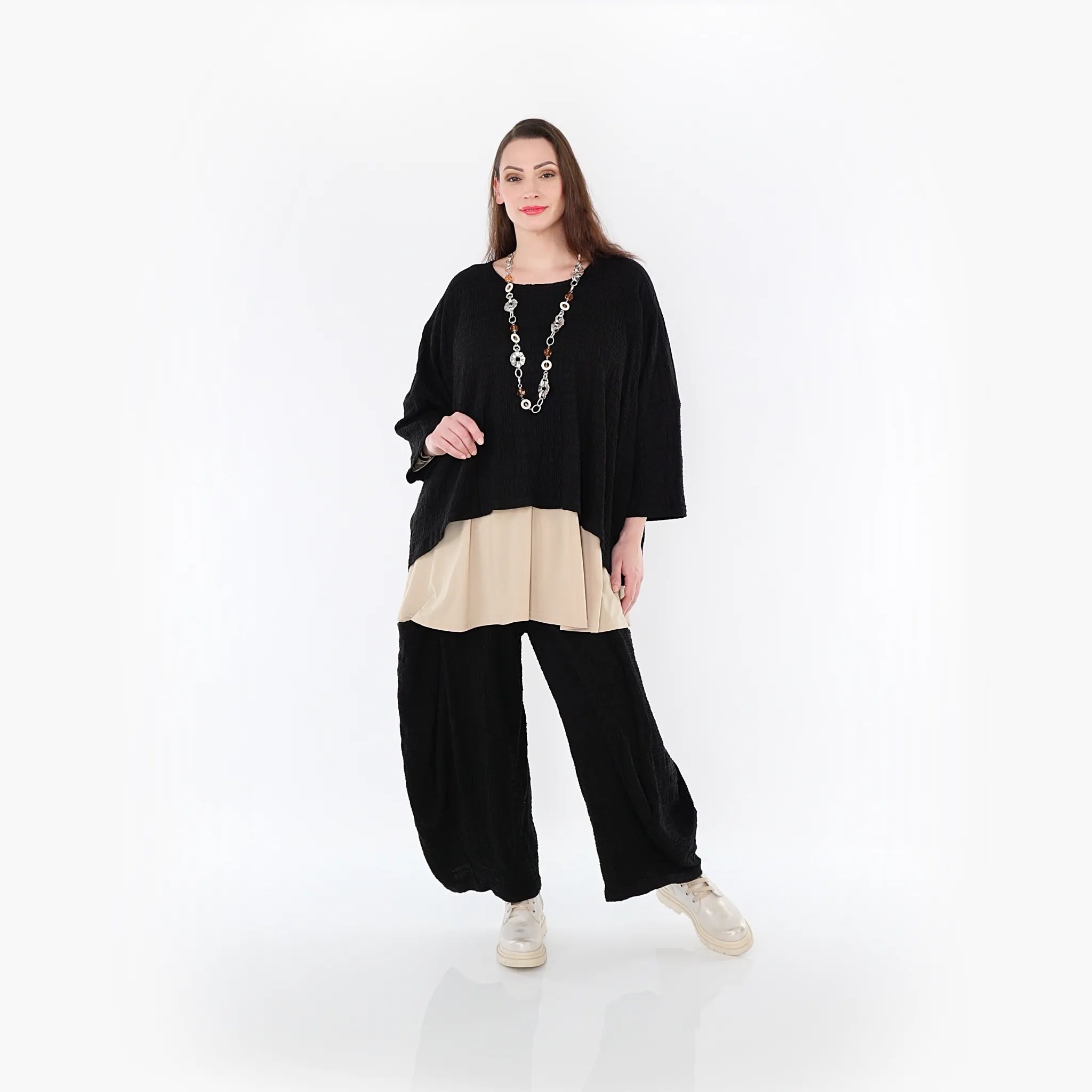  AKH Fashion Bigshirt in kastiger Form, aus Baumwolle, 1447.03018, Schwarz, Streifen, Schick