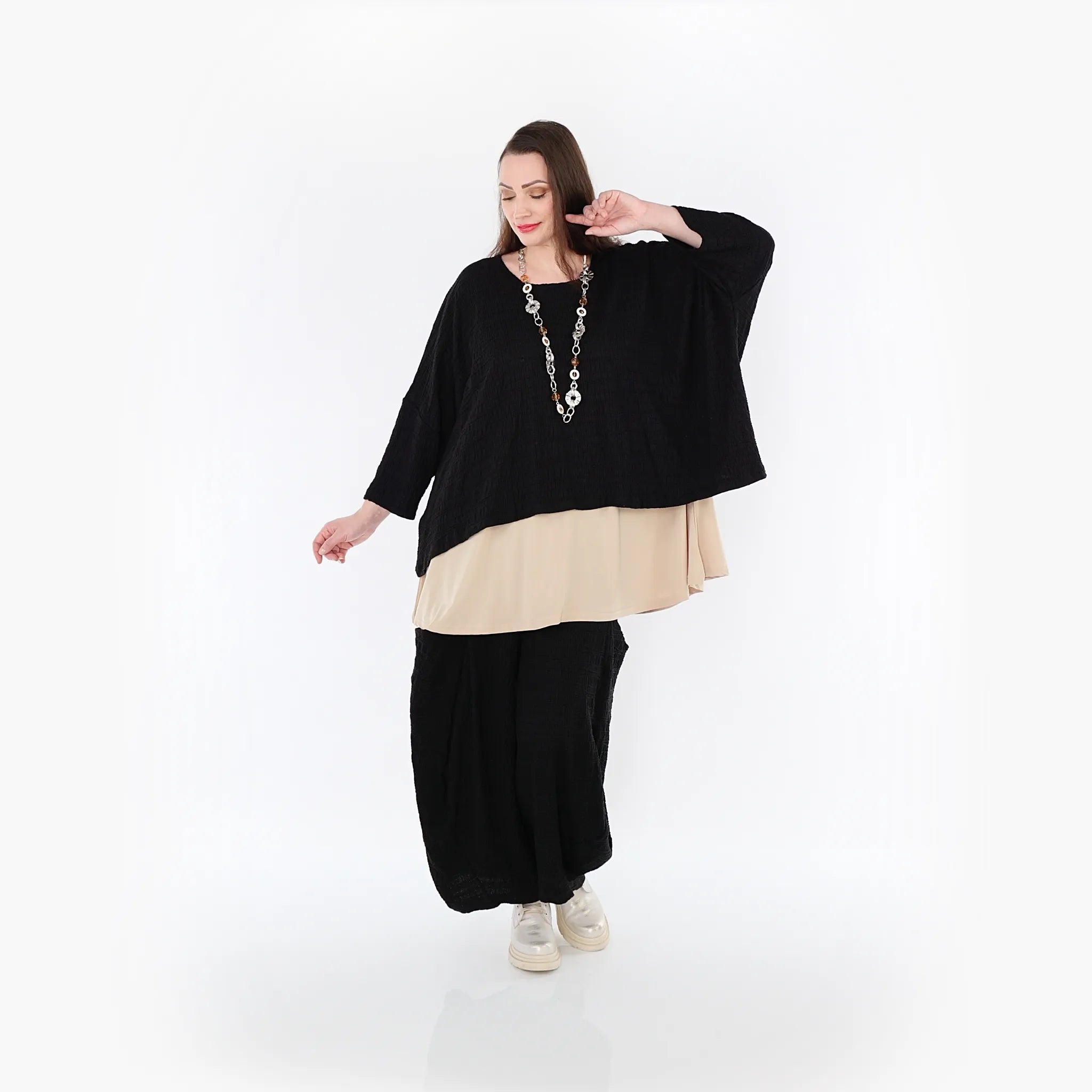  AKH Fashion Bigshirt in kastiger Form, aus Baumwolle, 1447.03018, Schwarz, Streifen, Schick