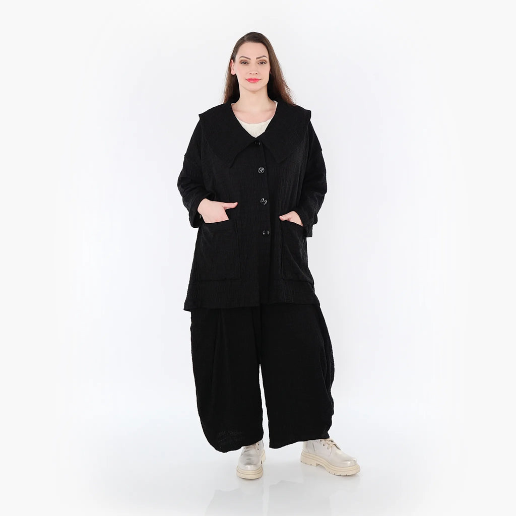  A-Form Jacke von AKH Fashion aus Baumwolle, 1447.06070, Schwarz, Streifen, Schick, Modern