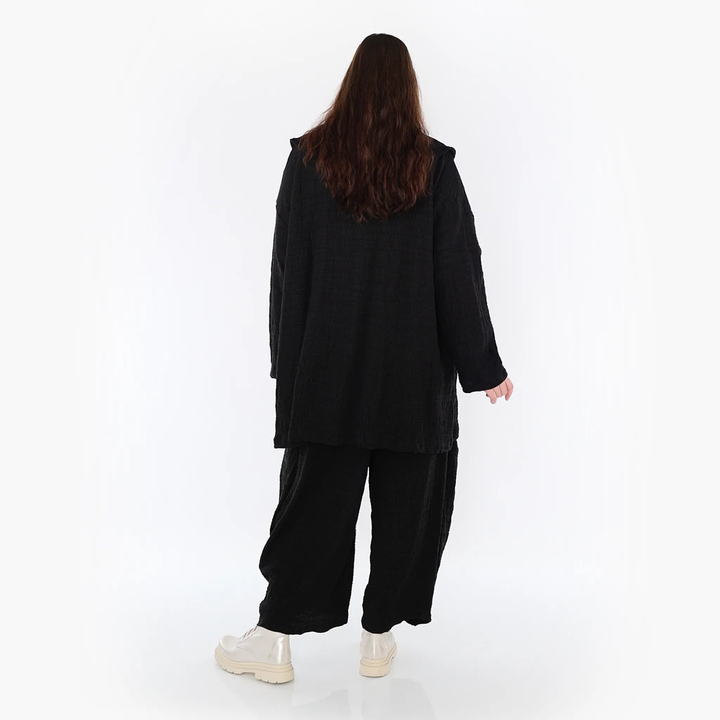  A-Form Jacke von AKH Fashion aus Baumwolle, 1447.06070, Schwarz, Streifen, Schick, Modern