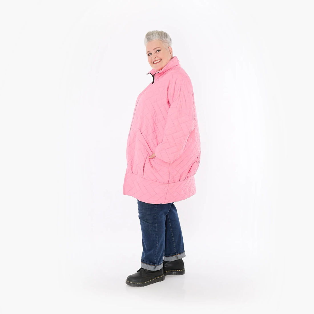  AKH Fashion Jacke in gerader Form, aus Materialmix, 1448.06550, Pink, Kariert, Schick