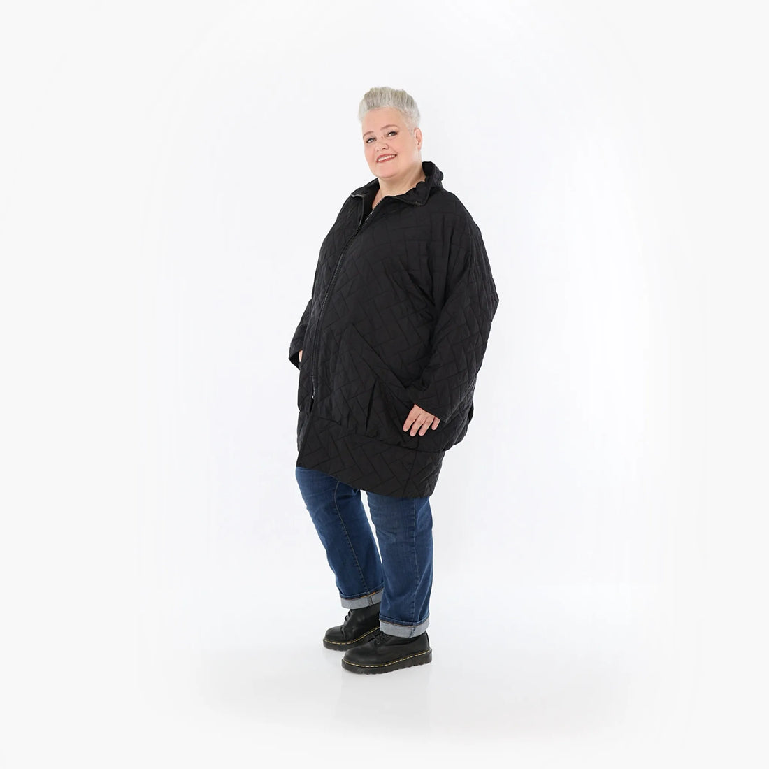  AKH Fashion Jacke in gerader Form, aus Materialmix, 1448.06550, Schwarz, Kariert, Schick