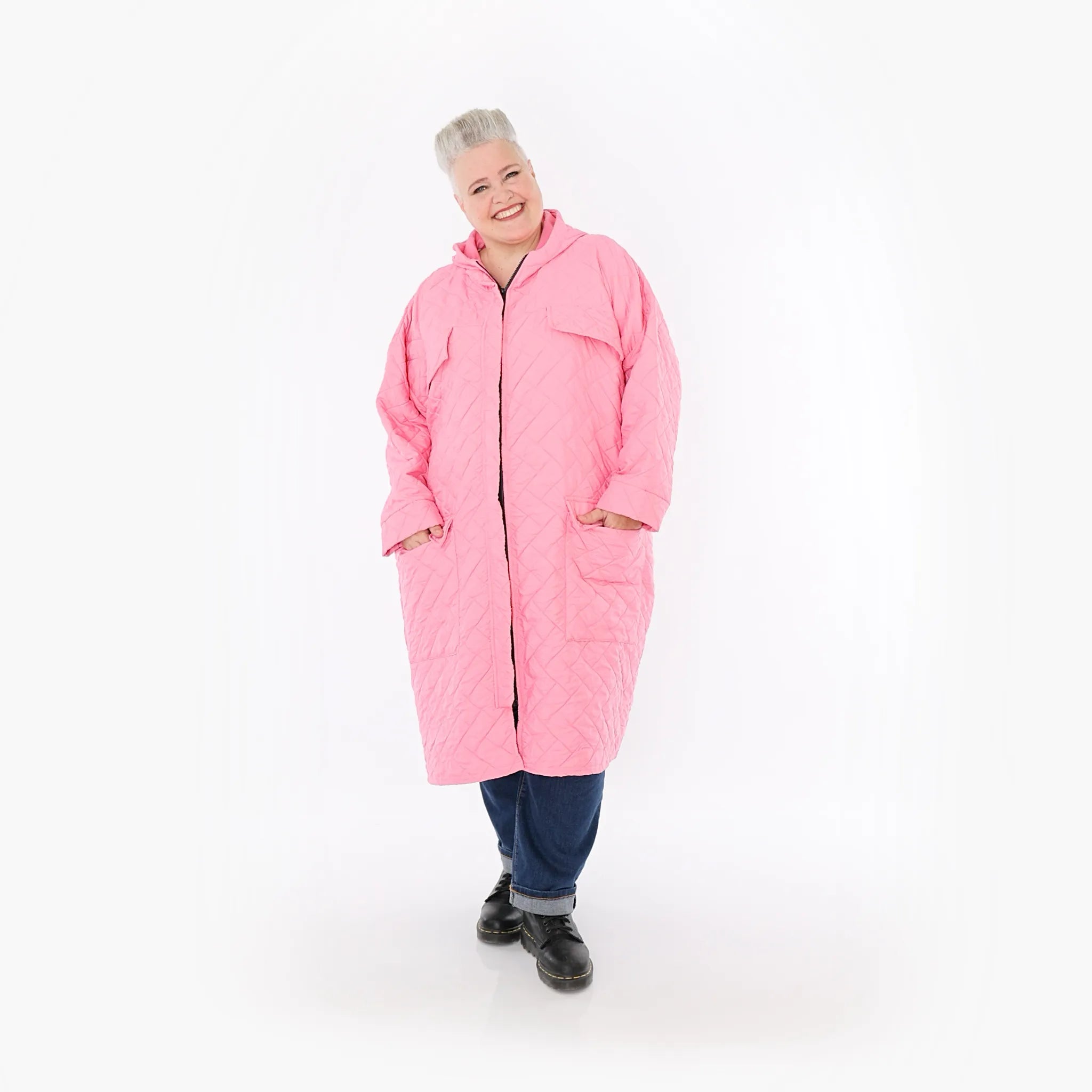  A-Form Mantel von AKH Fashion aus Materialmix, 1448.07044, Pink, Kariert, Schick, Modern