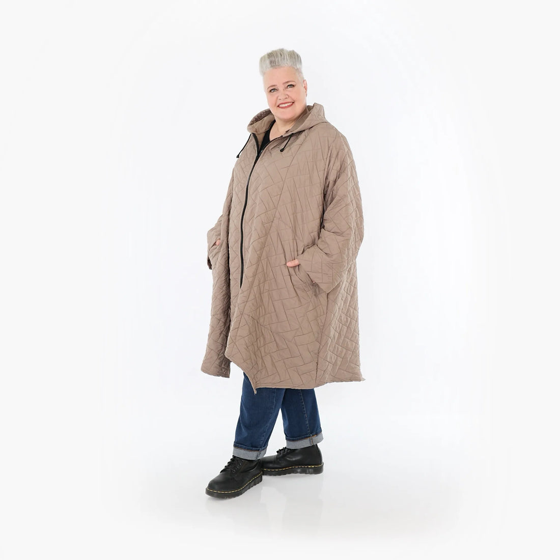  A-Form Mantel von AKH Fashion aus Materialmix, 1448.07043, Cognac, Kariert, Schick, Schick