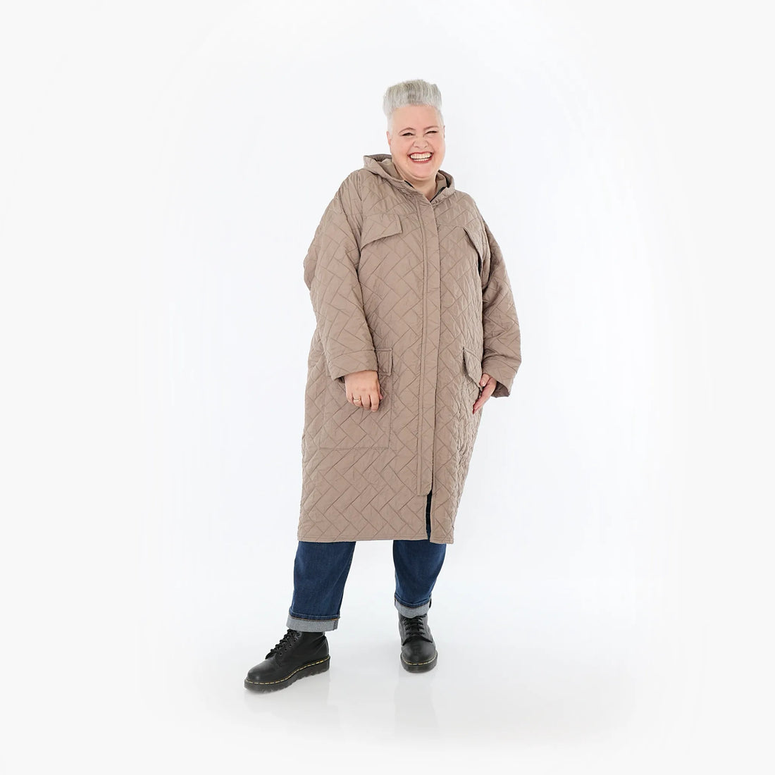  A-Form Mantel von AKH Fashion aus Materialmix, 1448.07044, Cognac, Kariert, Schick, Schick