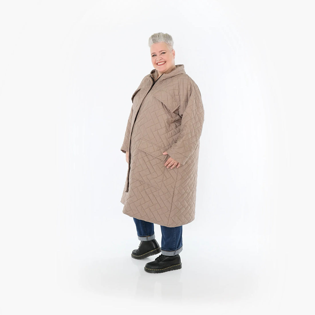  A-Form Mantel von AKH Fashion aus Materialmix, 1448.07044, Cognac, Kariert, Schick, Schick