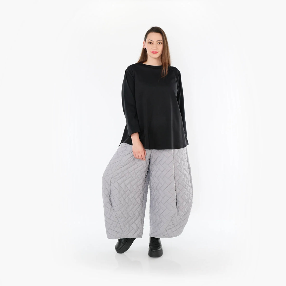  Ballonhose von AKH Fashion aus Materialmix, 1448.08069, Hellgrau, Kariert, Schick, Modern