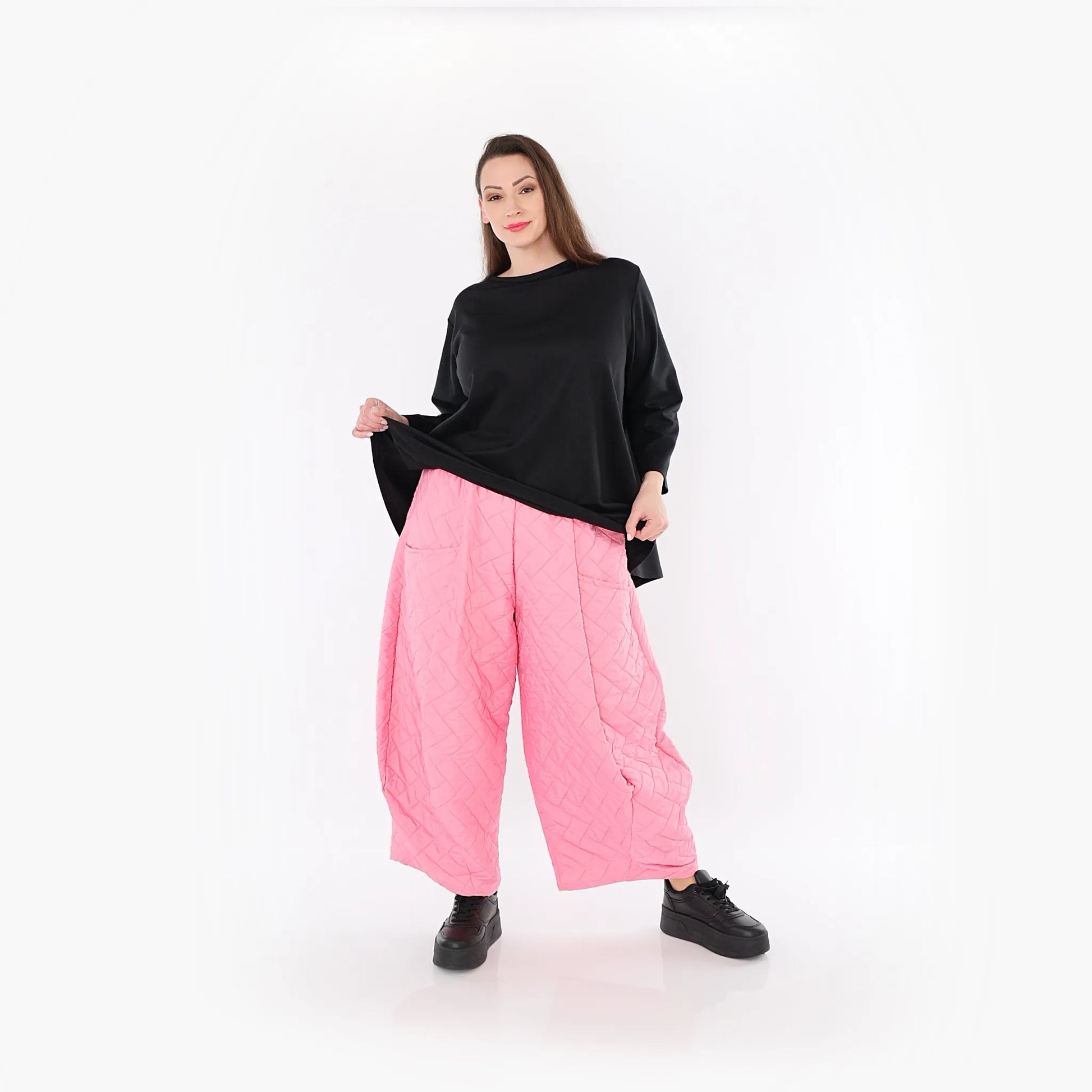  Ballonhose von AKH Fashion aus Materialmix, 1448.08069, Pink, Kariert, Schick, Modern