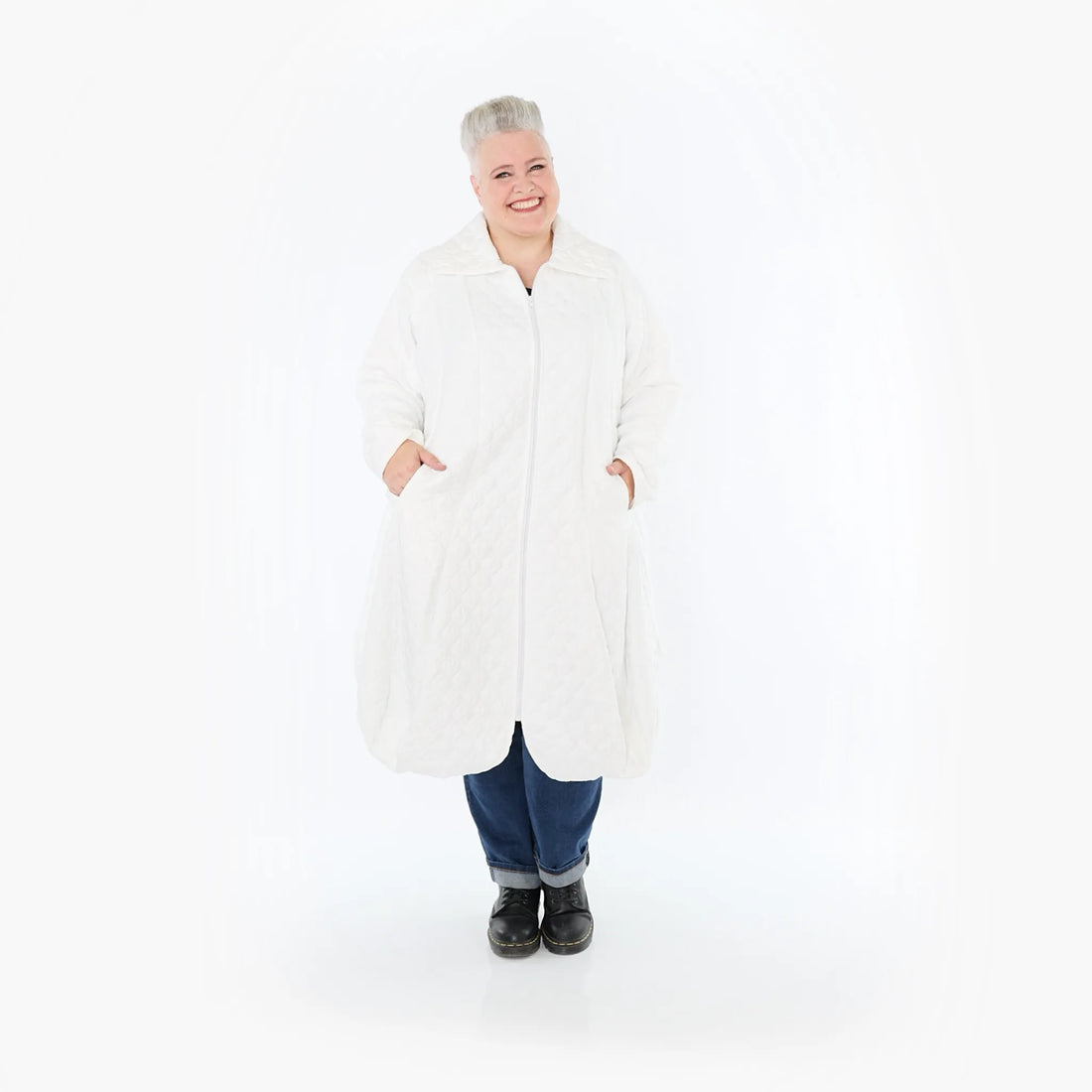  Ballonmantel von AKH Fashion aus Materialmix, 1450.00142, Weiß, Jacquard, Schick, Modern